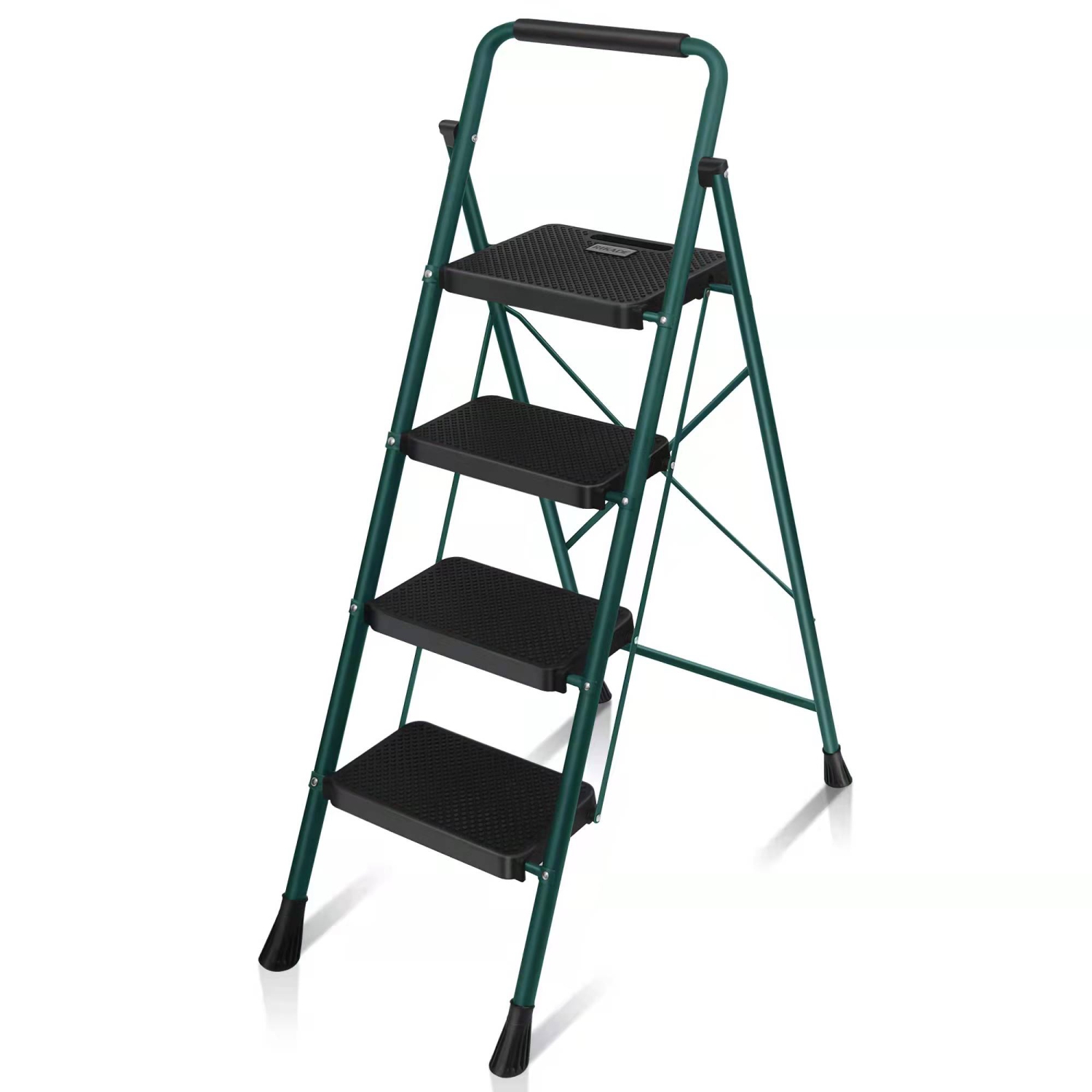 4 Step Ladder, CoolHut Folding Step Stool, Step Stool with Wide Anti-Slip Pedal, Portable Folding Step Ladder with Handgrip, Multi-use Steel Ladder