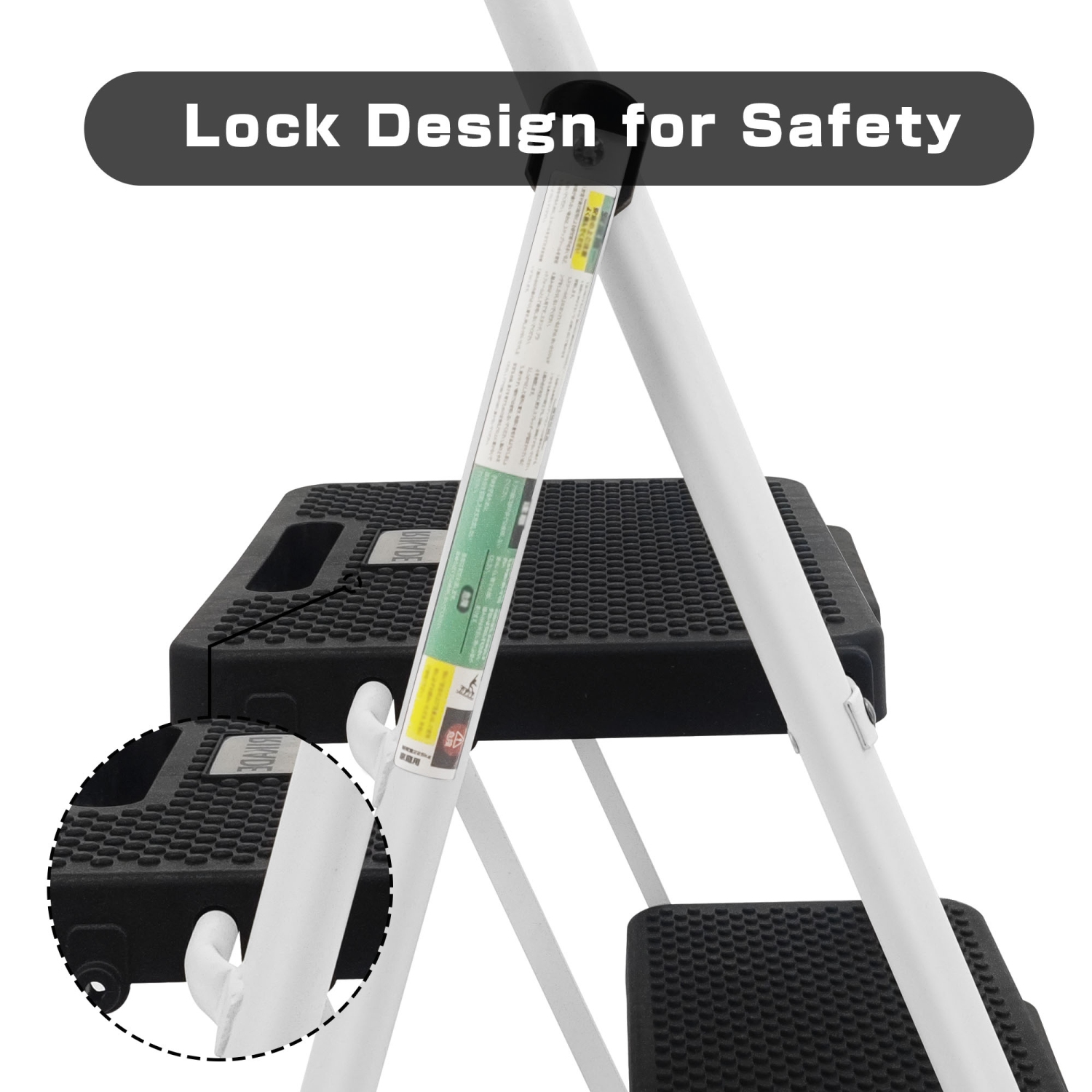 Escabeau à 4 marches, escabeau repliable CoolHut, escabeau avec pédale large antidérapante, escabeau repliable portatif avec poignée, échelle en