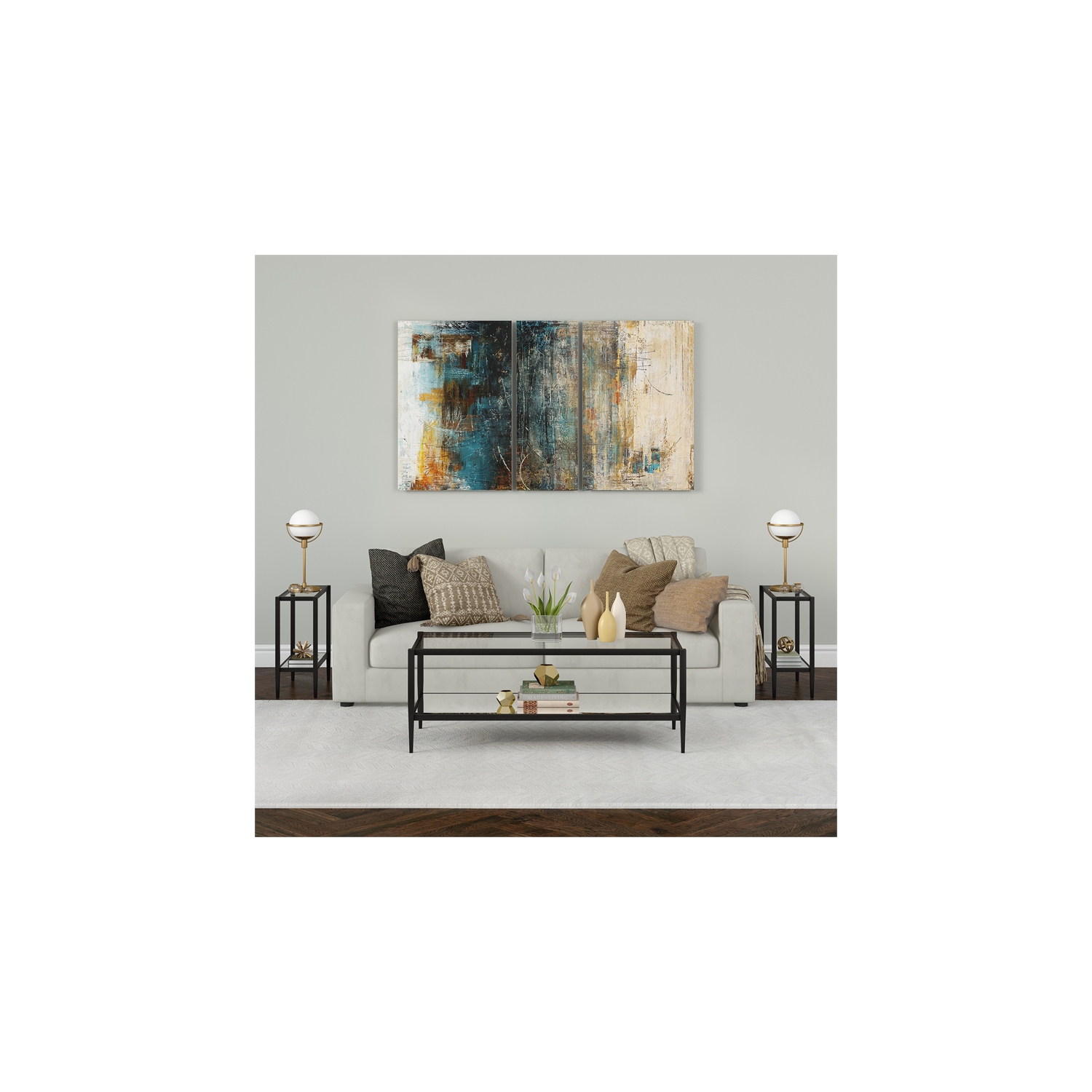 Henn&Hart 24" Blackened Bronze Metal/Glass Side Table