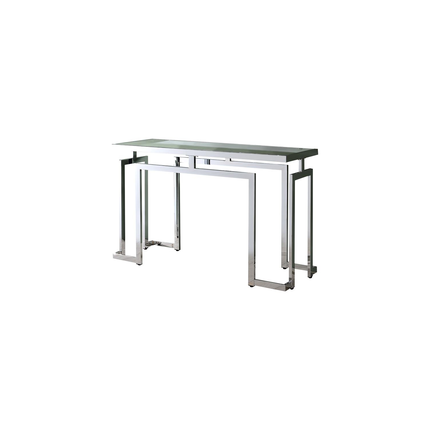 Table console contemporaine avec dessus en verre Furniture of America Maphone en chrome