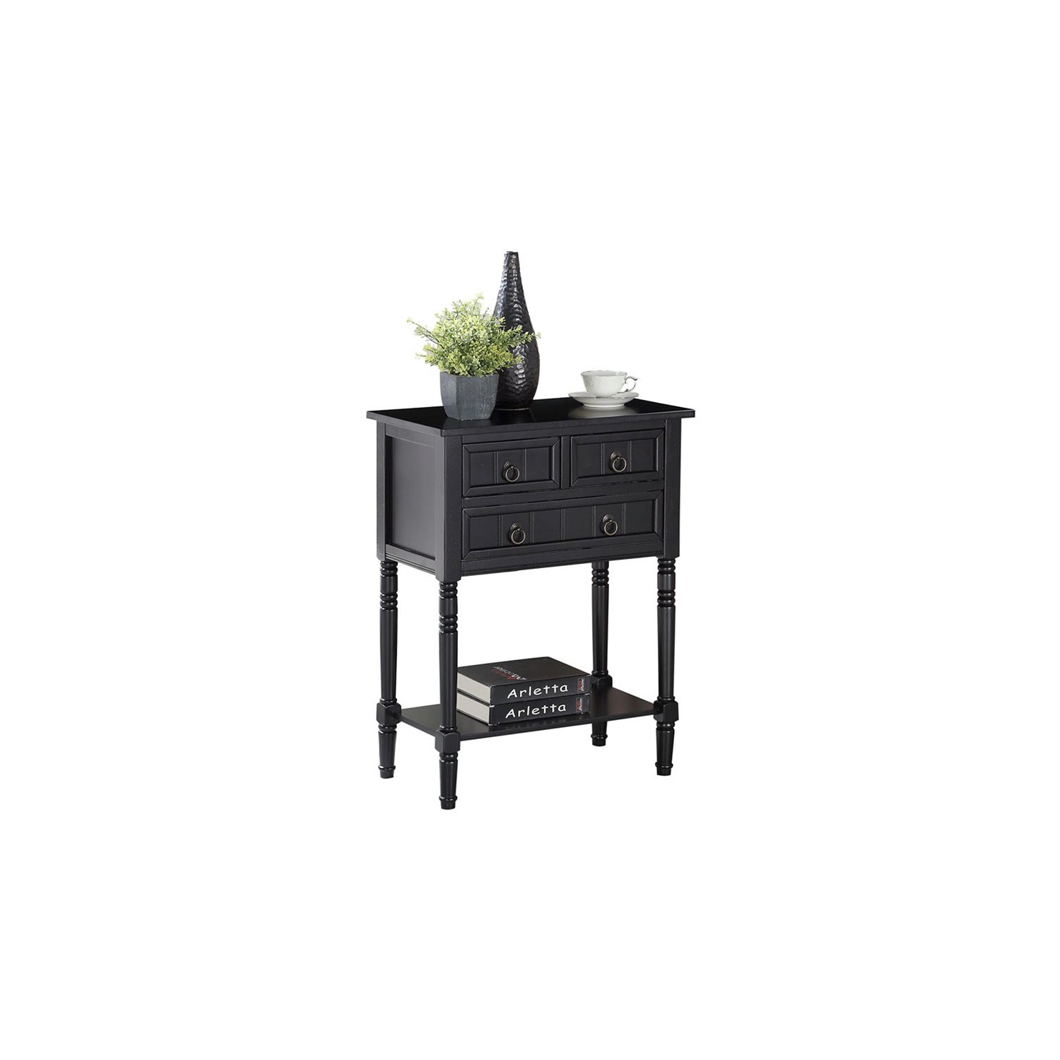 Convenience Concepts Kendra Console Table in Black Wood Finish
