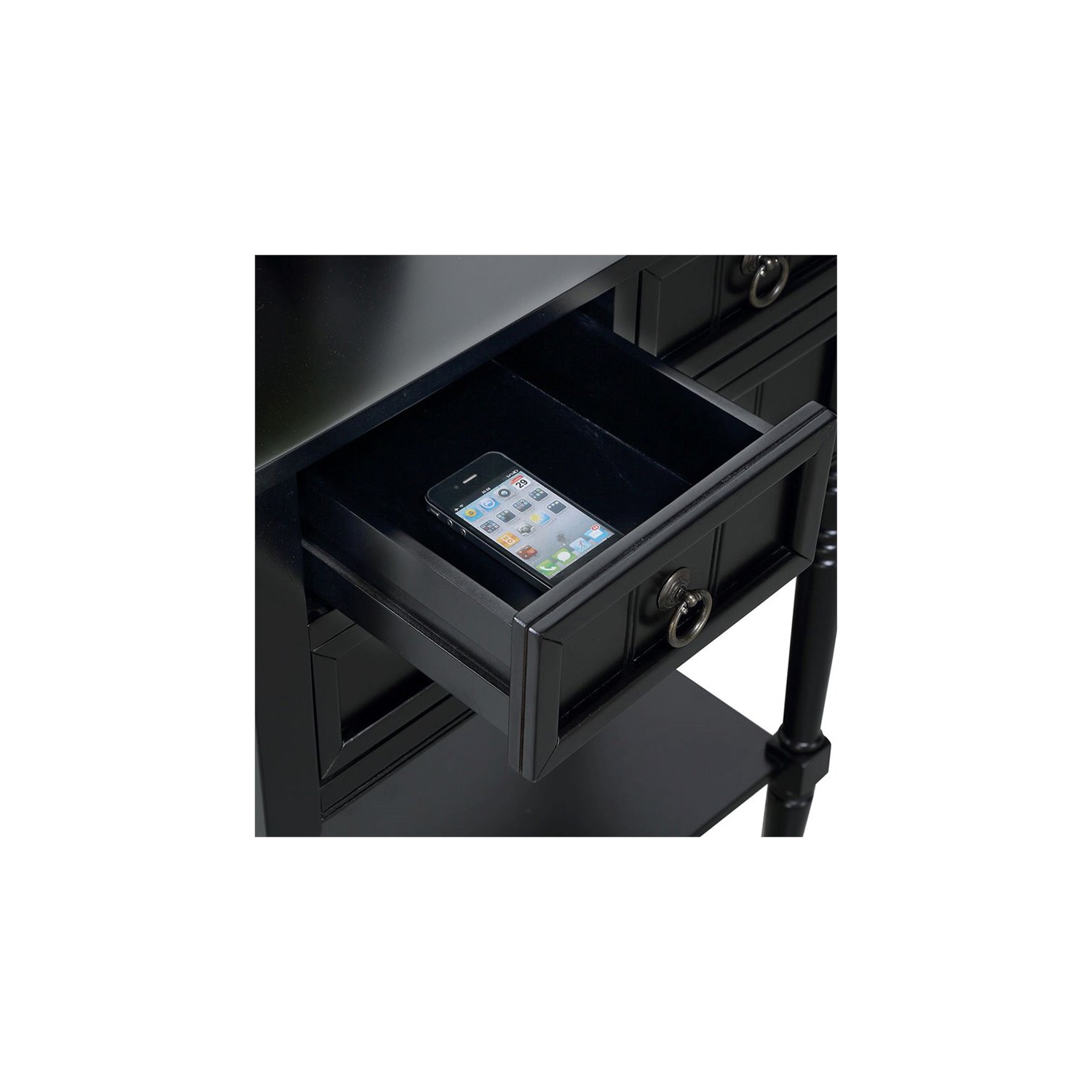 Convenience Concepts Kendra Console Table in Black Wood Finish