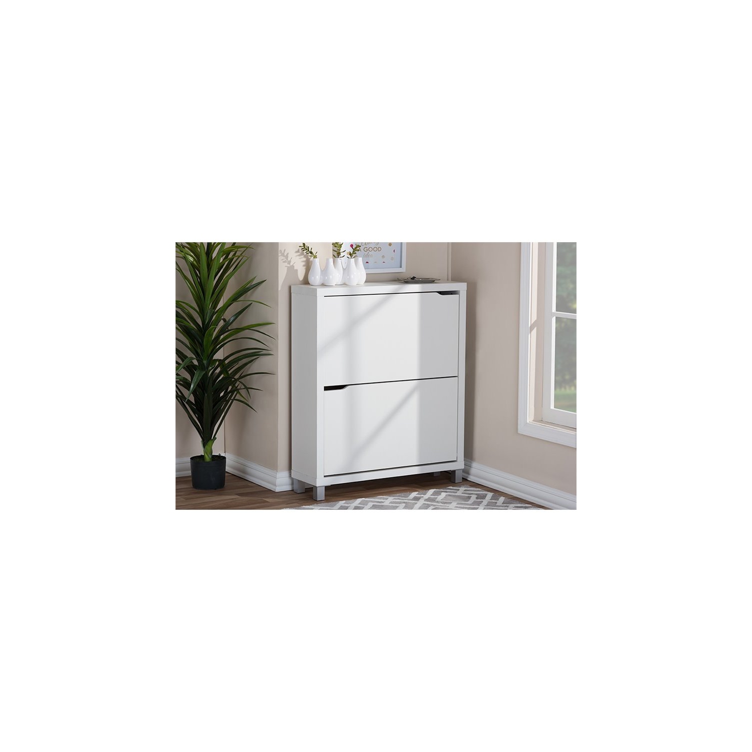 Baxton Studio Simms Modern Shoe Cabinet in White