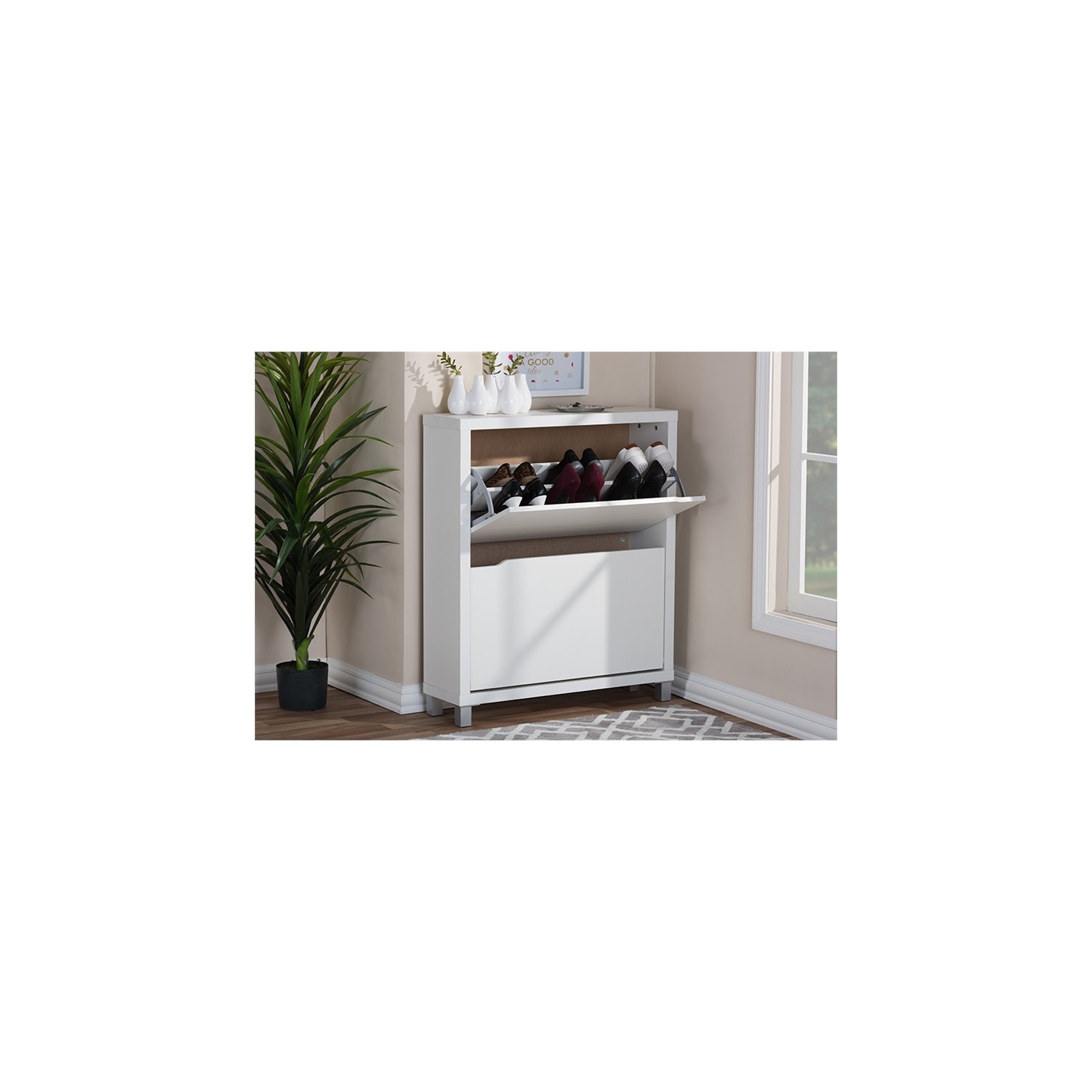 Baxton Studio Simms Modern Shoe Cabinet in White