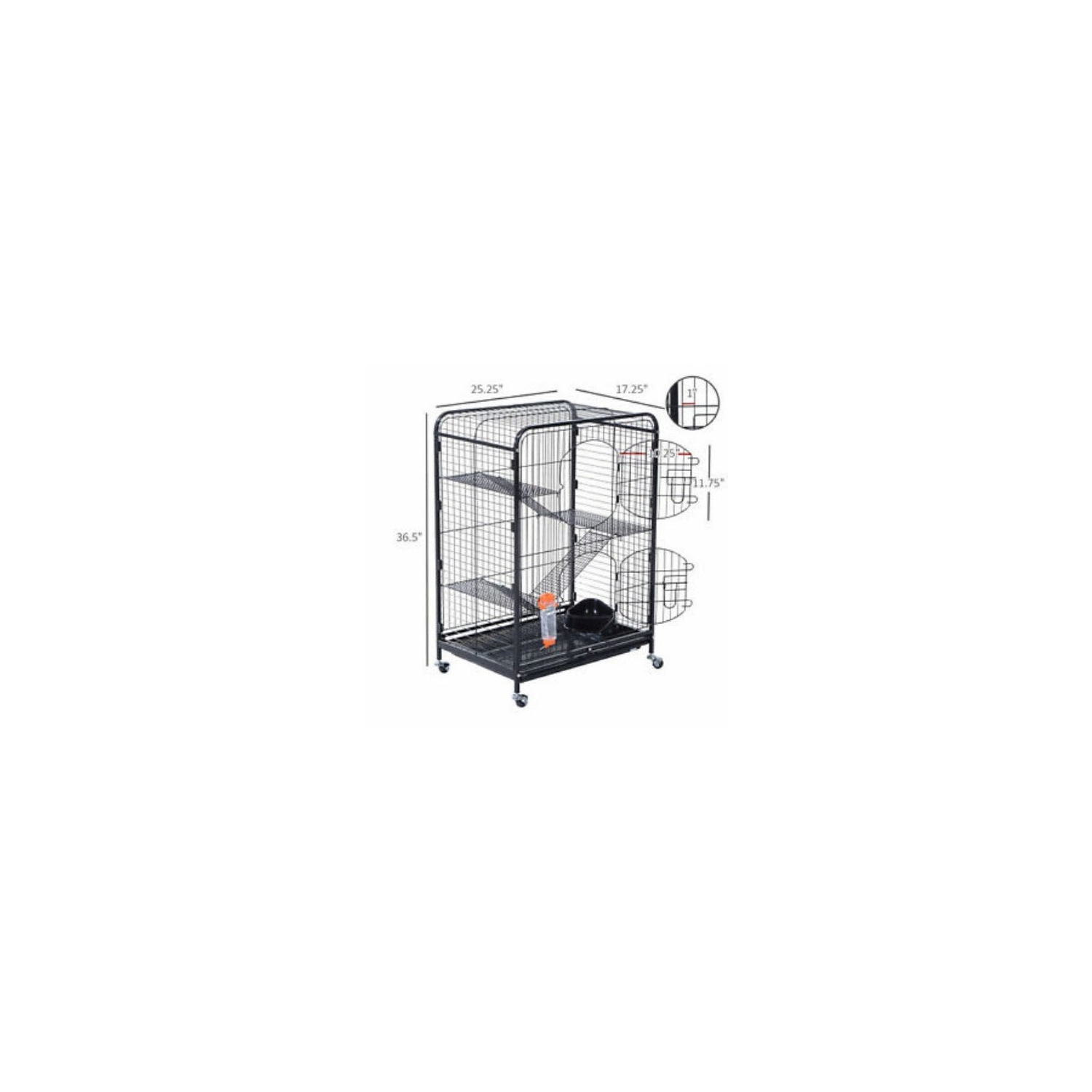 37" Pet Cage Portable Kennel Steel Rabbit Guinea Pig Cage Small Animal House BK