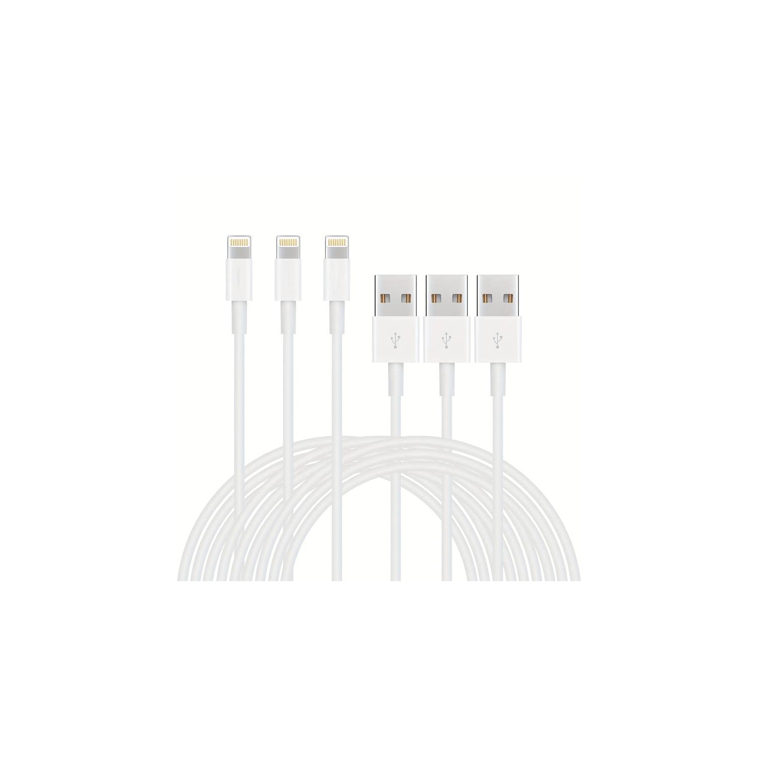(Lot de 3) – [Certifié Apple MFi] Cordon de charge/chargeur iPhone/iPad de 3 mètres/10 pieds Câble éclaircissant vers USB Charge et synchronisation