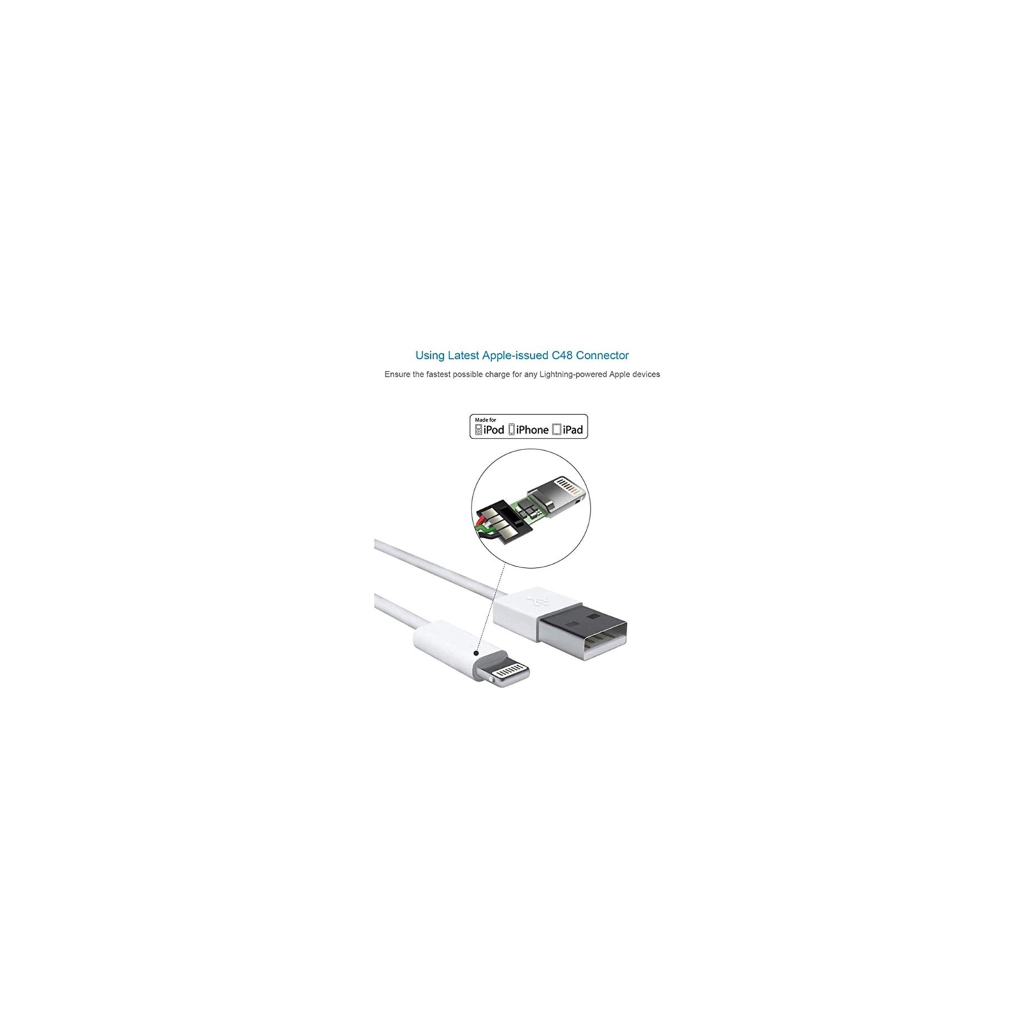 (Lot de 3) – [Certifié Apple MFi] Cordon de charge/chargeur iPhone/iPad de 3 mètres/10 pieds Câble éclaircissant vers USB Charge et synchronisation