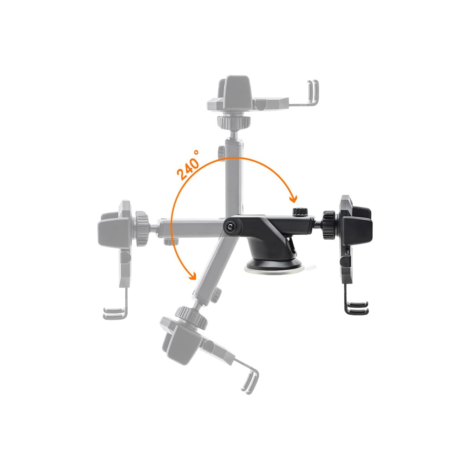 Car Phone Mount, Long Arm Suction Cup Phone Holder for Car Dashboard Windshield Air Vent Hands Free Clip Cell Phone Holder Compatible with All Mobile