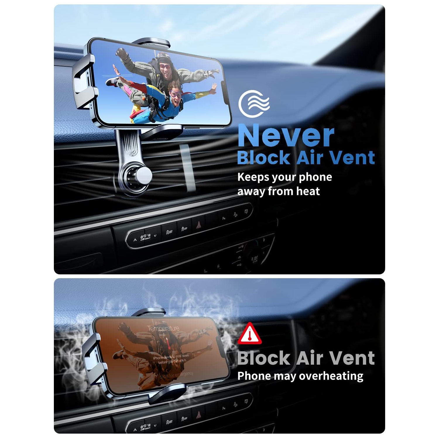 Car Phone Holder Mount, Car Vent Phone Mount with Swing Arm Air Vent Car Mount Cell Phone Holder Car for iPhone 12/ 13 Pro Max Samsung Galaxy 4.7' -