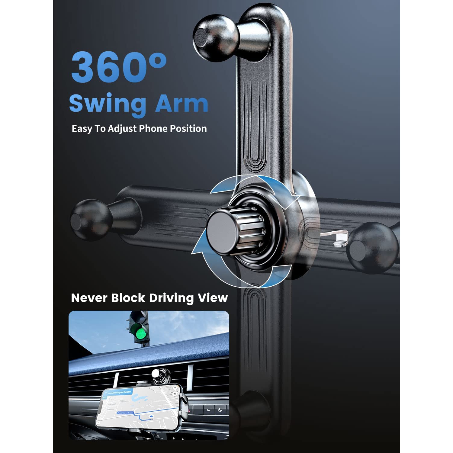 Car Phone Holder Mount, Car Vent Phone Mount with Swing Arm Air Vent Car Mount Cell Phone Holder Car for iPhone 12/ 13 Pro Max Samsung Galaxy 4.7' -