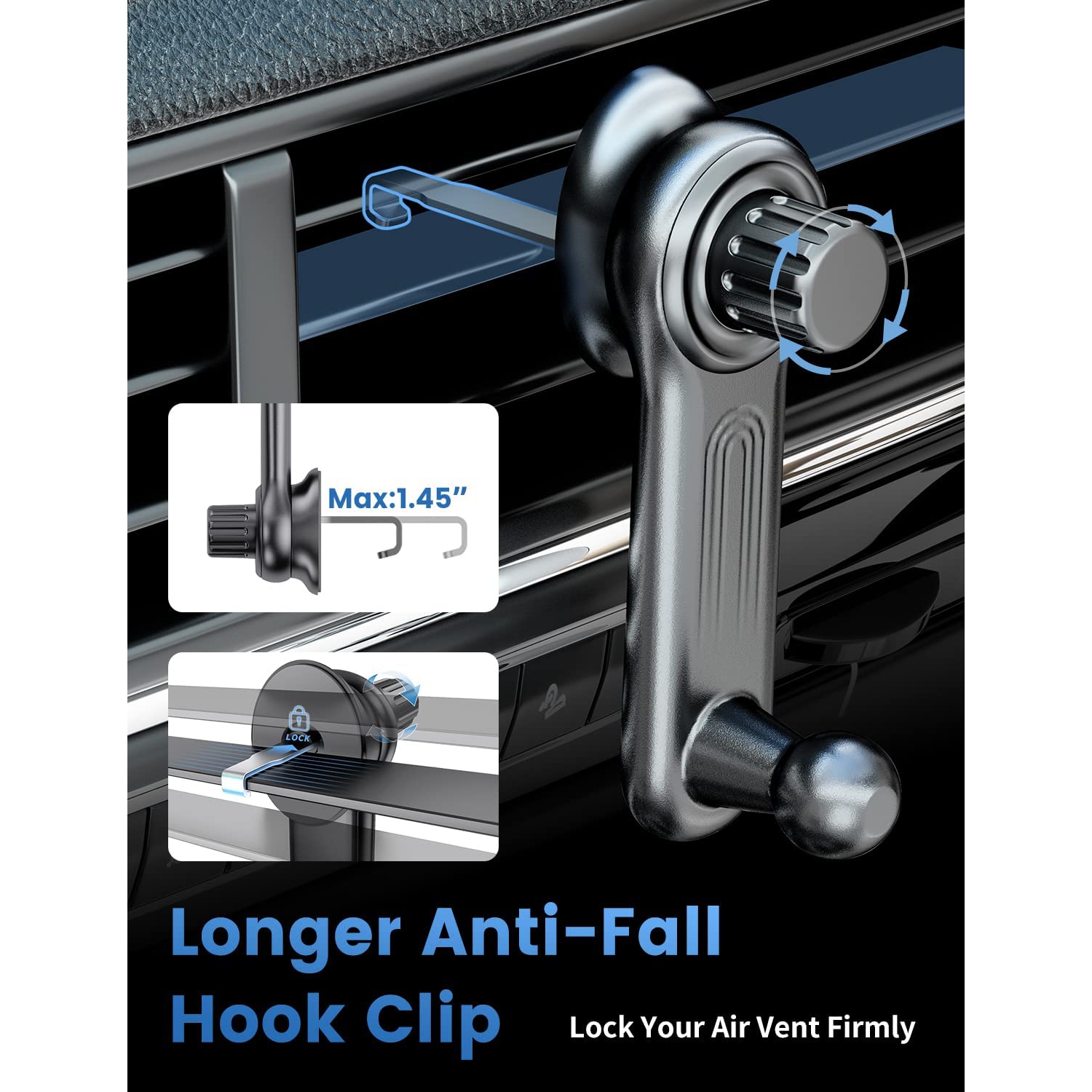 Car Phone Holder Mount, Car Vent Phone Mount with Swing Arm Air Vent Car Mount Cell Phone Holder Car for iPhone 12/ 13 Pro Max Samsung Galaxy 4.7' -