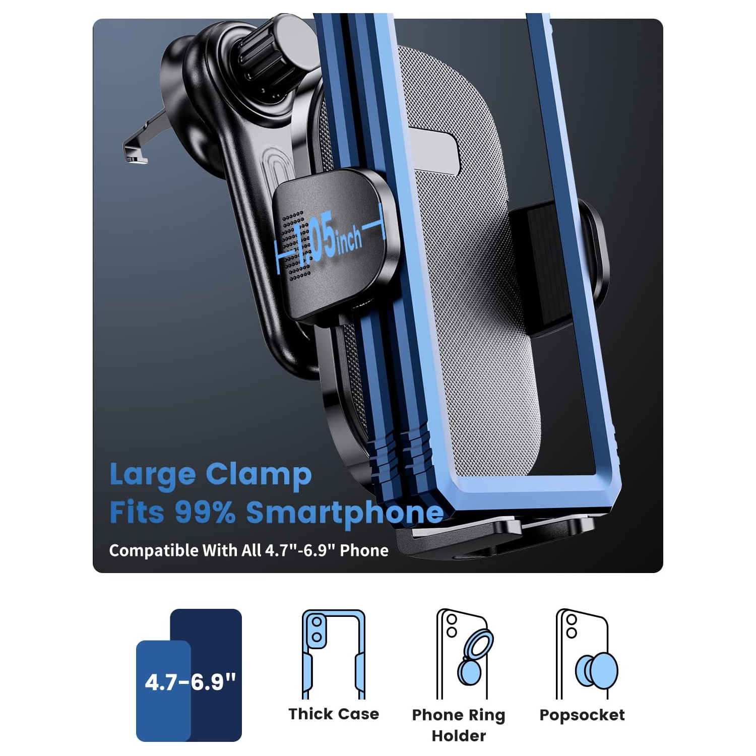 Car Phone Holder Mount, Car Vent Phone Mount with Swing Arm Air Vent Car Mount Cell Phone Holder Car for iPhone 12/ 13 Pro Max Samsung Galaxy 4.7' -