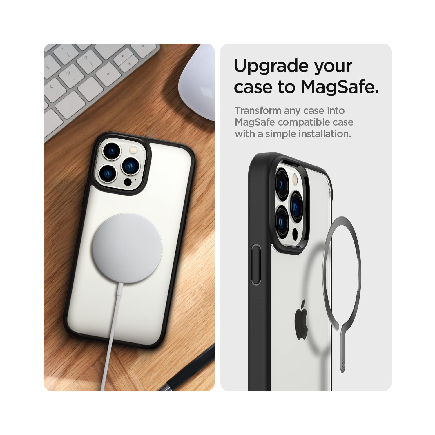 OneTap Ring Adapter for Mag Safe-Compatibility with EZ-Fit Kit [Add Mag Safe Compatibility to Non-Mag Safe Case ] - 1 Pack - Matt Black