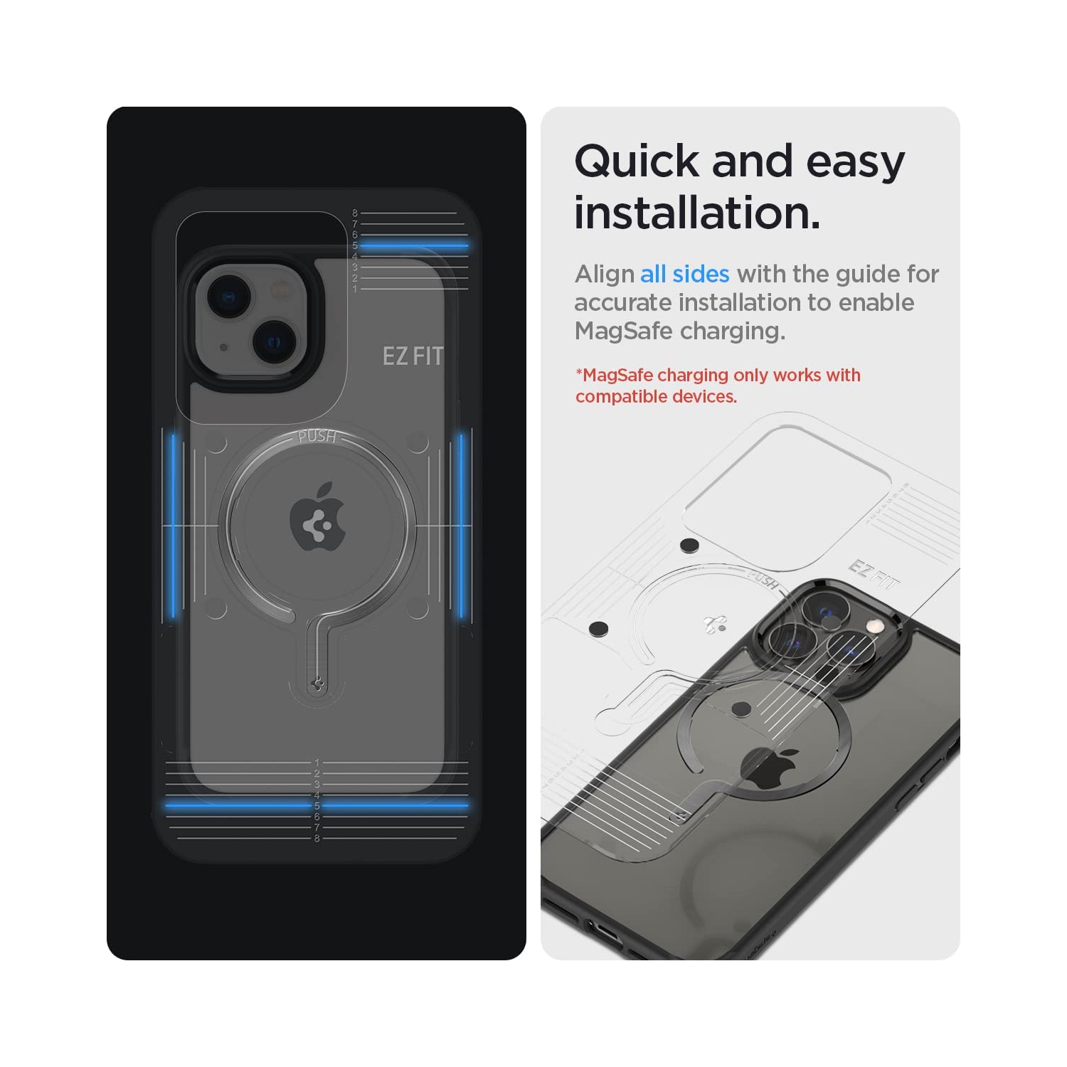 OneTap Ring Adapter for Mag Safe-Compatibility with EZ-Fit Kit [Add Mag Safe Compatibility to Non-Mag Safe Case ] - 1 Pack - Matt Black