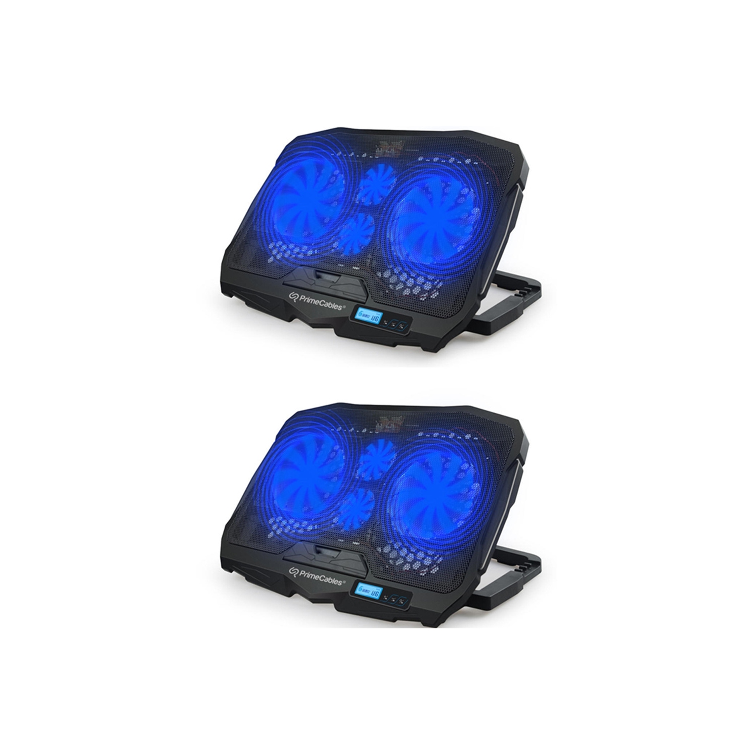 2 Packs USB Portable Height Adjustable Laptop Cooler with LED Cooler Fans, blue - PrimeCables