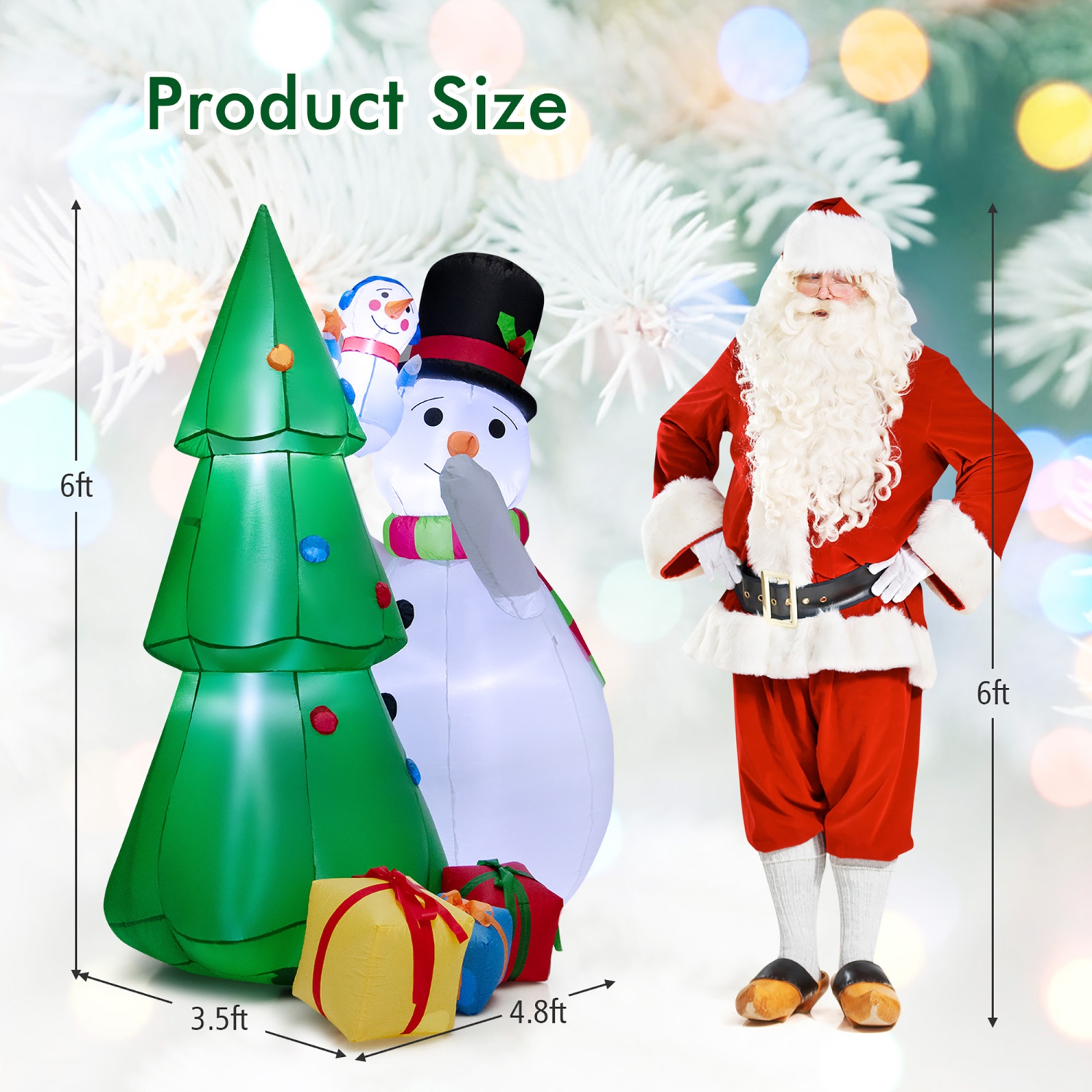 Gymax 6FT Inflatable Christmas Tree with Snowmen & Gift Boxes Decoration w/ Bright LED Lights