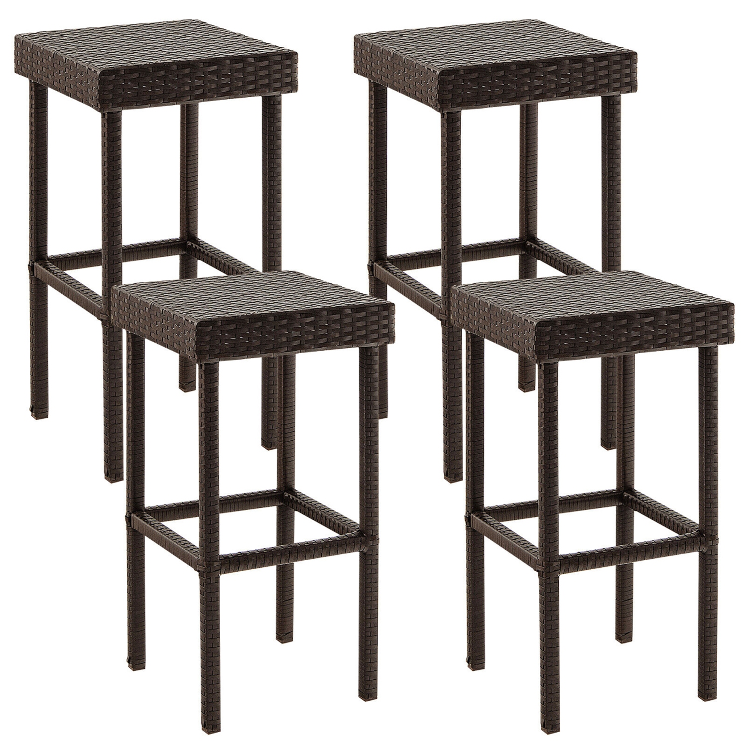 Gymax Patio 4 PCS Rattan Wicker Bar Stool Chairs Counter Height Barstools