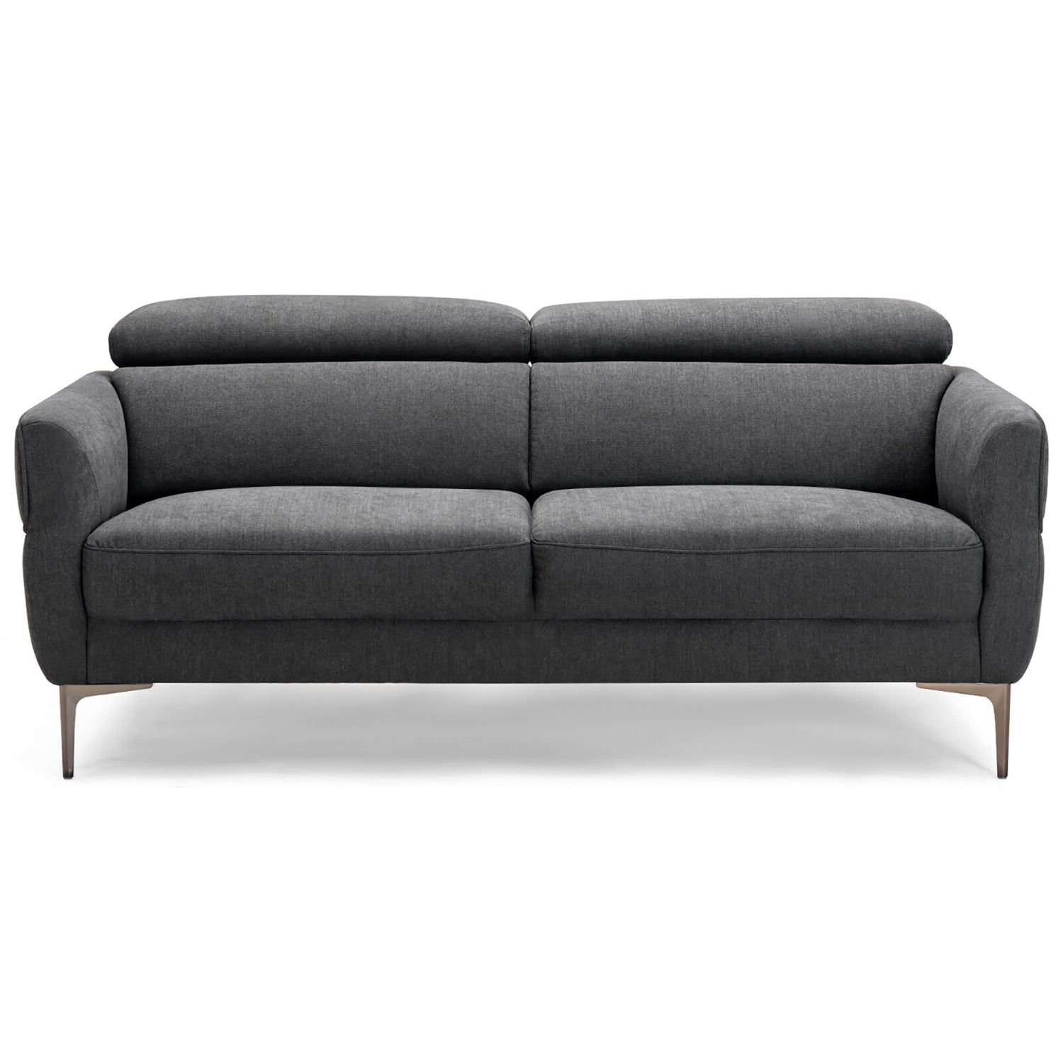 Gymax Modern Loveseat 72.5'' Fabric Sofa Couch w/ Adjustable Headrest & Metal Legs