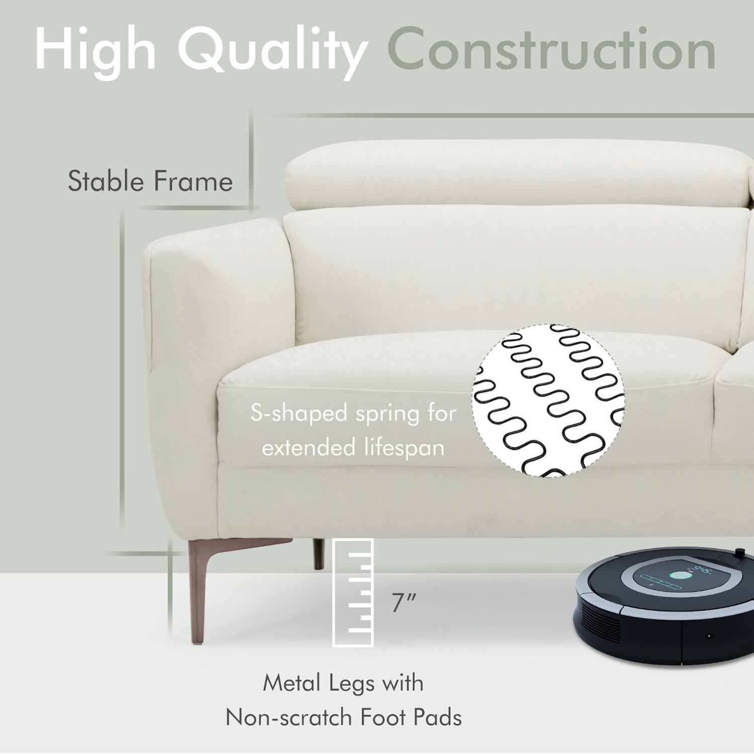 Gymax Modern Loveseat 72.5'' Fabric Sofa Couch w/ Adjustable Headrest & Metal Legs