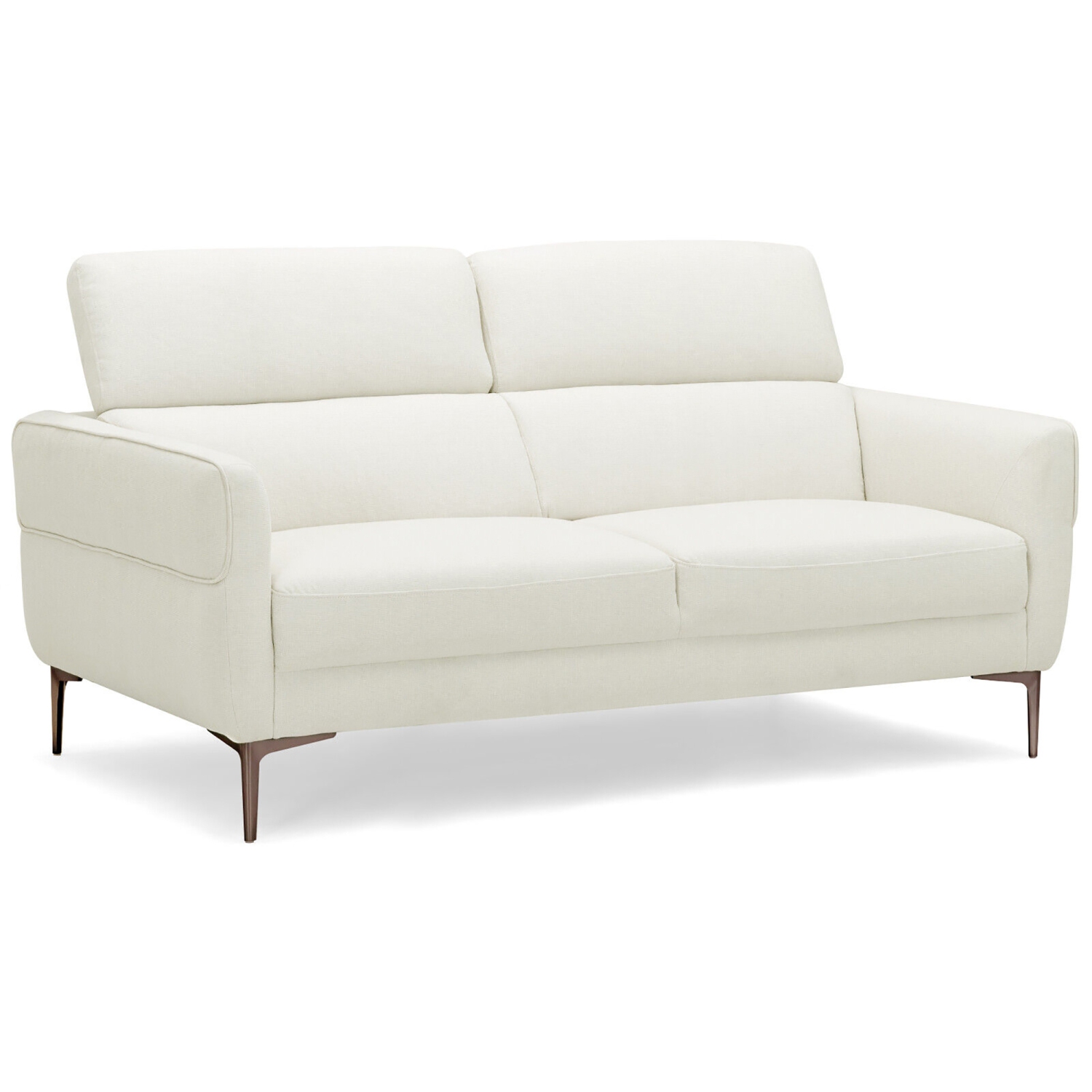 Gymax Modern Loveseat 72.5'' Fabric Sofa Couch w/ Adjustable Headrest & Metal Legs