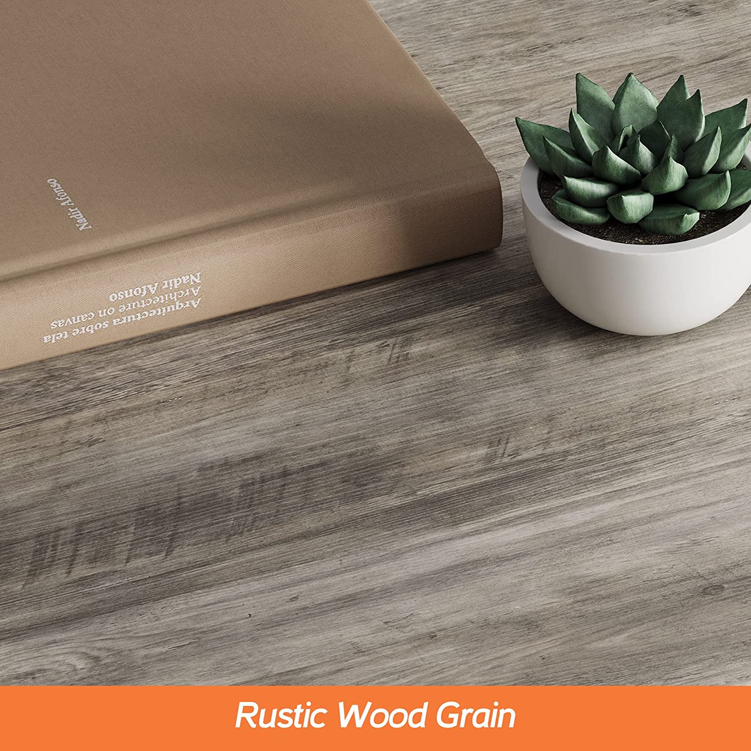 WAMPAT Farmhouse Dining Room Table for 6 Person, 67.7 Inch Rectangular Wood Modern Kitchen Table with Metal Decor and Footrest, Rustic Grey