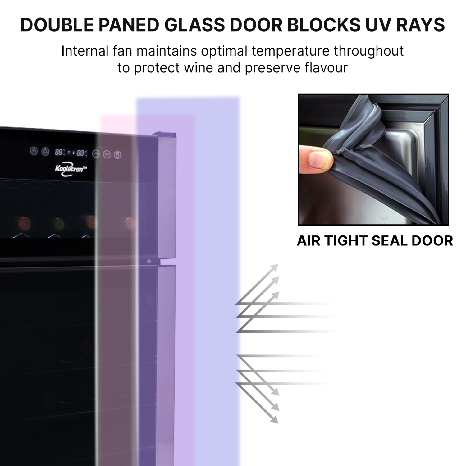 Koolatron 29 Bottle Dual Zone Wine Cooler, Black, Compressor Wine Fridge, Freestanding Wine Cellar, Red, White, Sparkling Wine Storage in Home Bar,