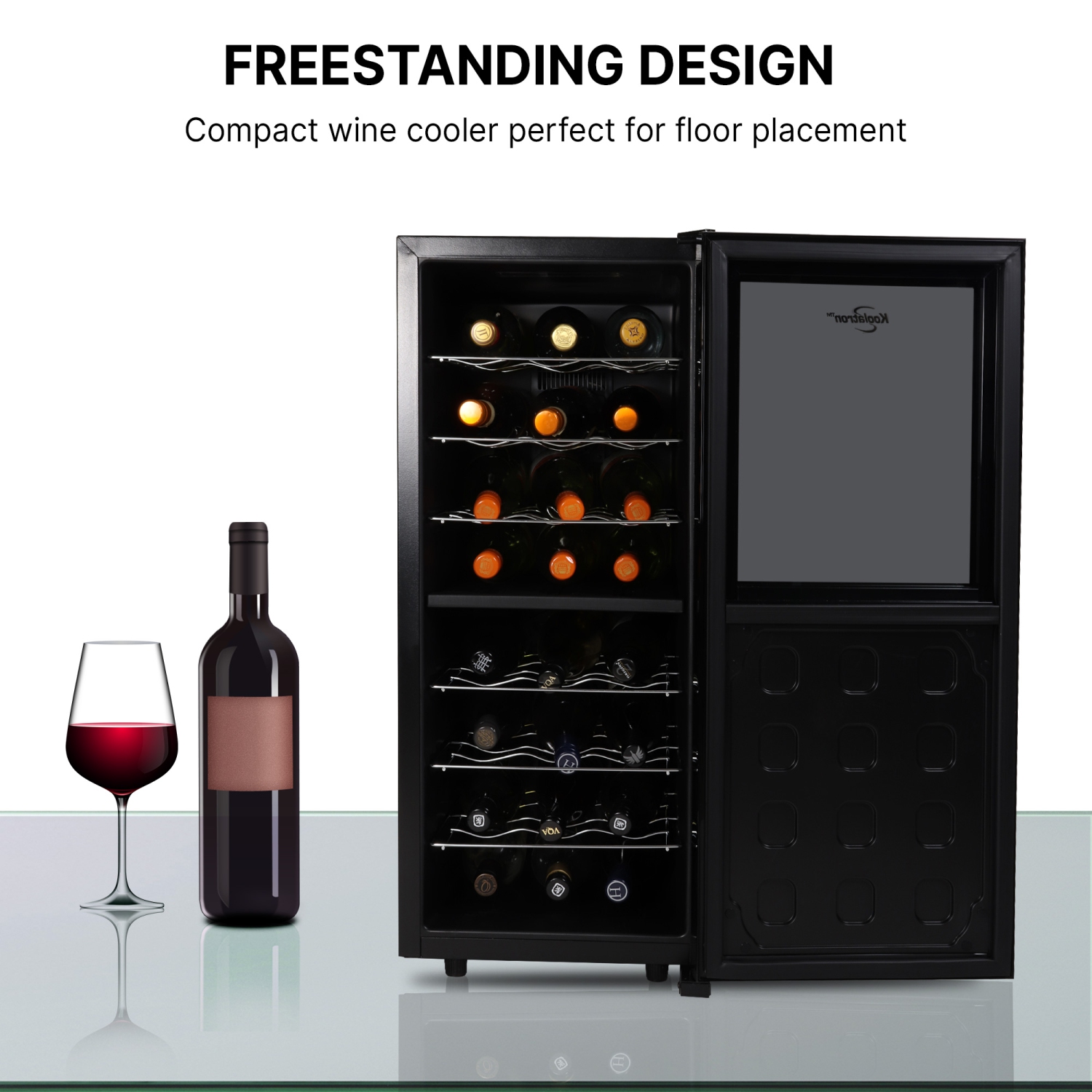 Koolatron 24 Bottle Wine Cooler Black 2.4 cu ft Freestanding Compressor Wine Fridge