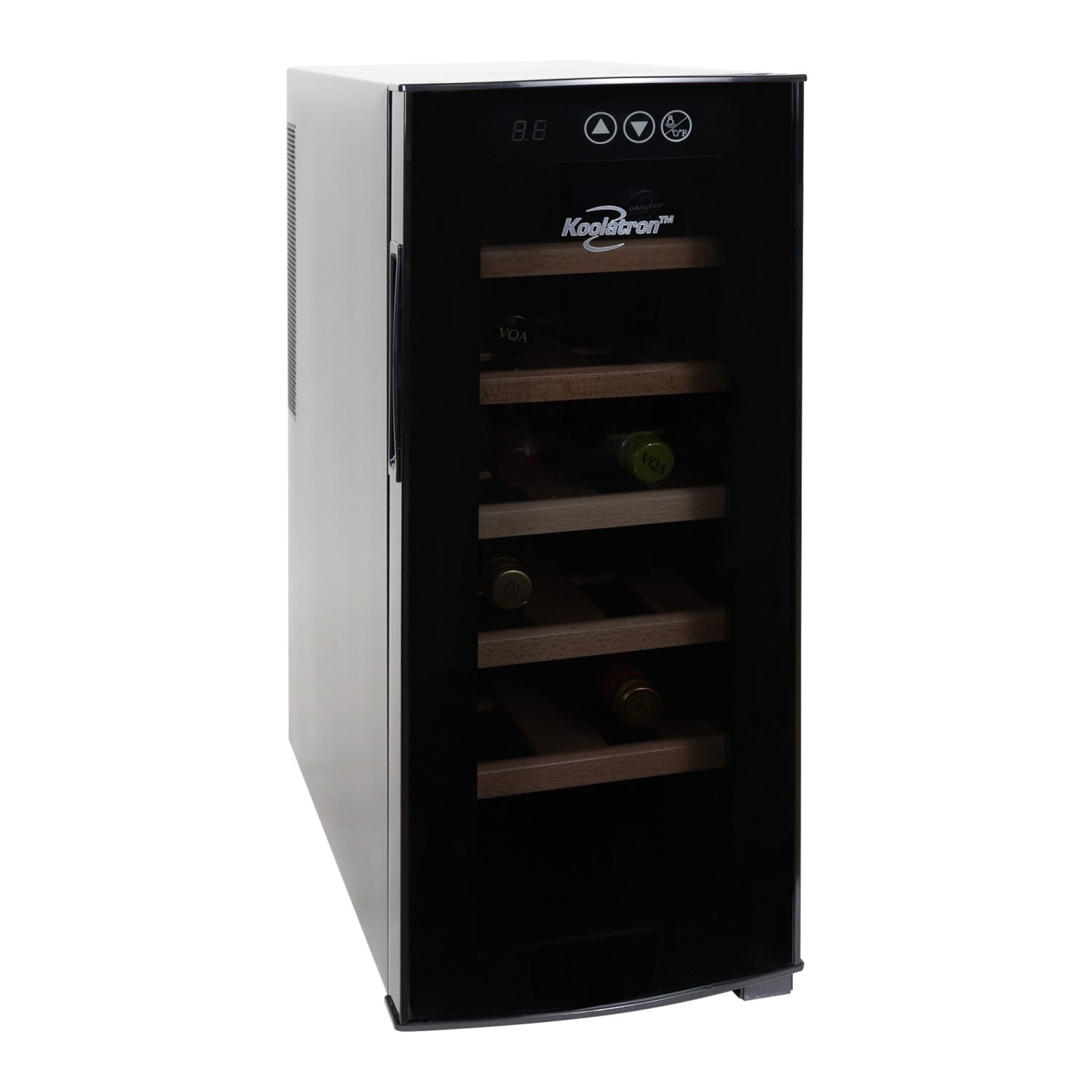 Koolatron – refroidisseur à vin de luxe pour 12 bouteilles avec supports en bois de hêtre, réfrigérateur à vin thermoélectrique, 1 pi3 Cellier à vin