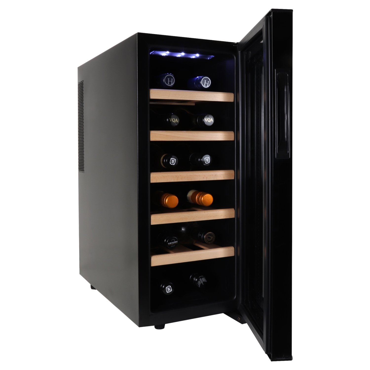 Koolatron – refroidisseur à vin de luxe pour 12 bouteilles avec supports en bois de hêtre, réfrigérateur à vin thermoélectrique, 1 pi3 Cellier à vin
