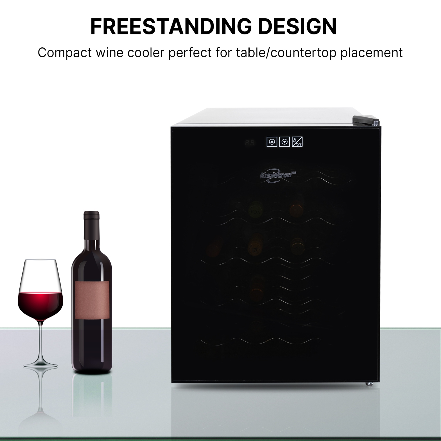 Koolatron 20 Bottle Wine Cooler, Black Dual-Unit Wine Fridge, Freestanding Wine Cellar, Red, White and Sparkling Wine Storage for Home Bar,
