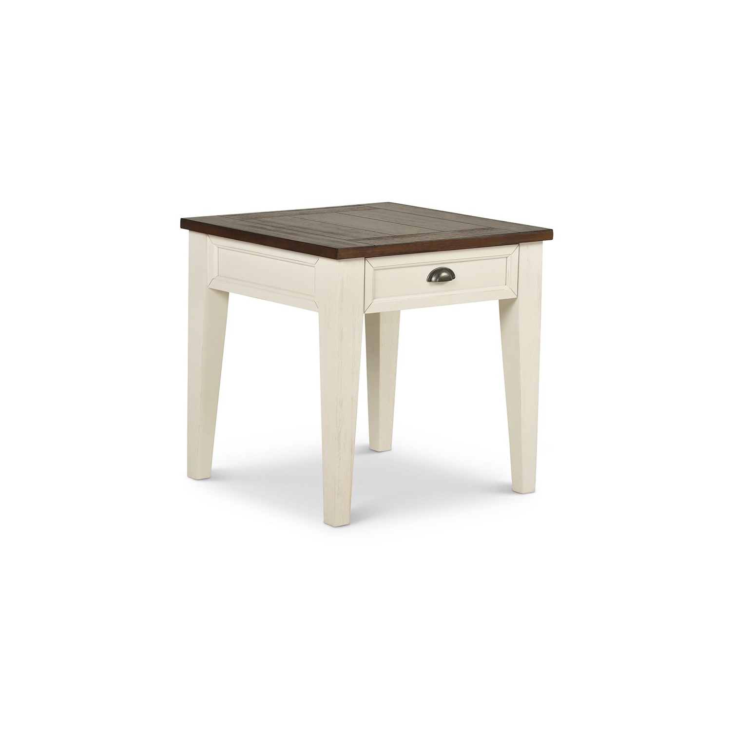 Cayla 1 Drawer End Table in Dark Oak and White
