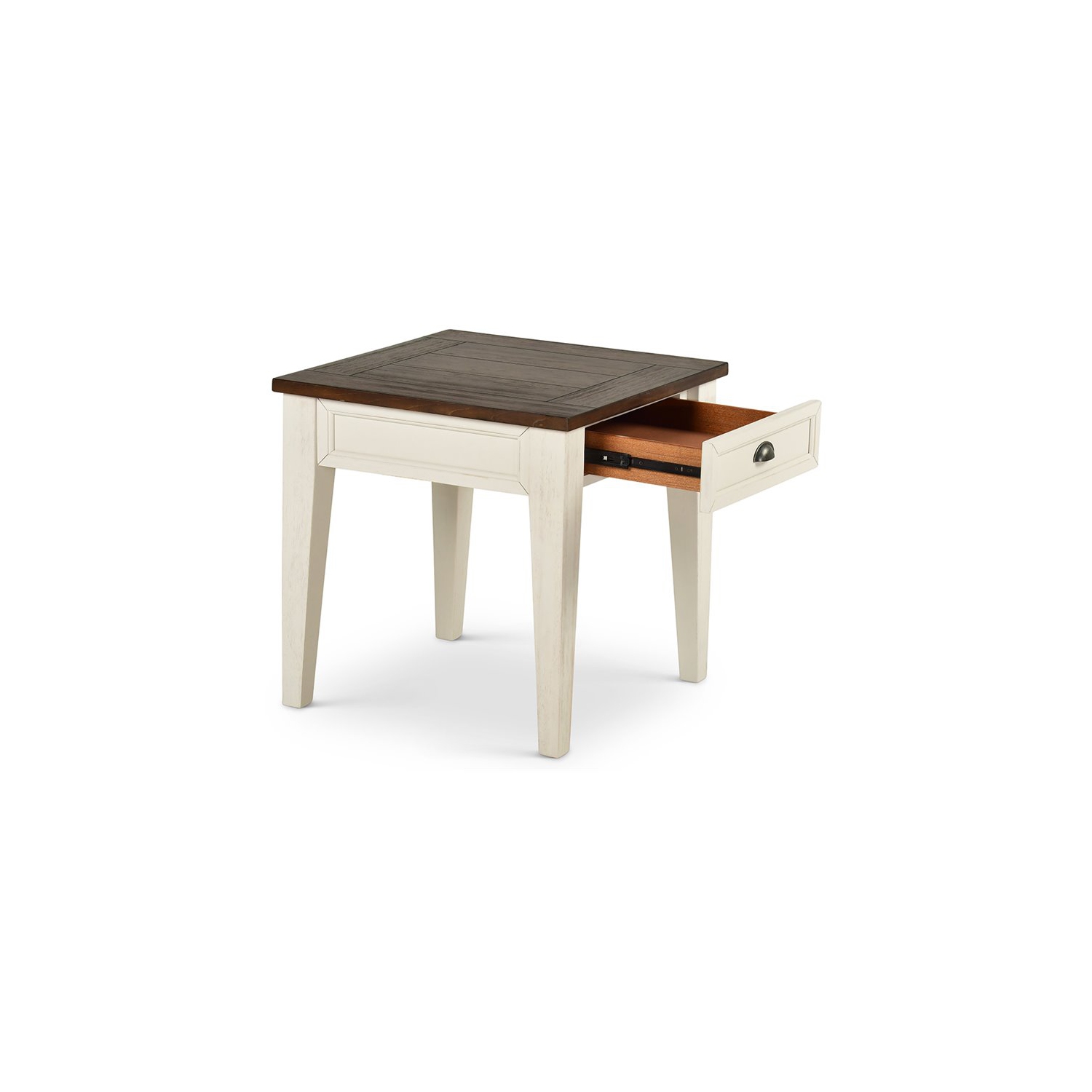 Cayla 1 Drawer End Table in Dark Oak and White