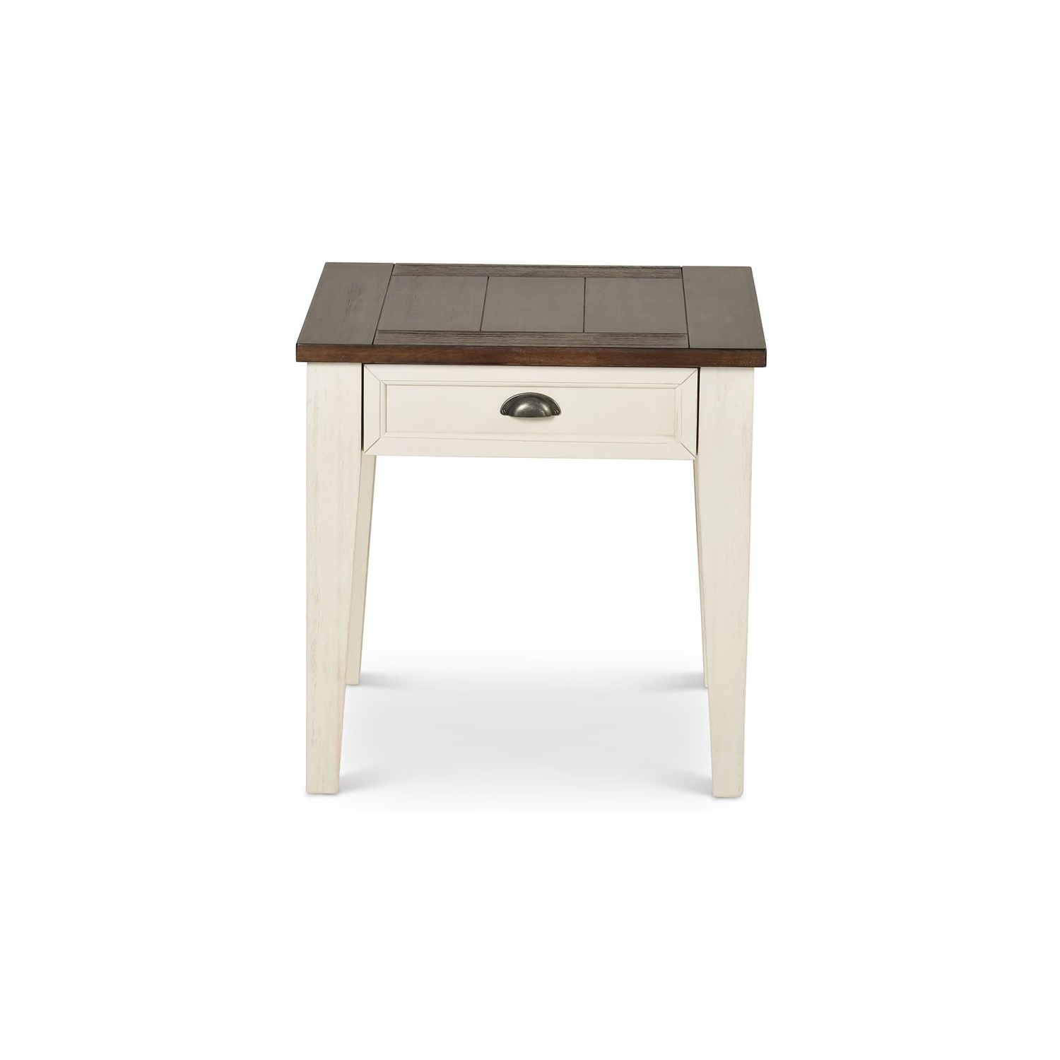 Cayla 1 Drawer End Table in Dark Oak and White