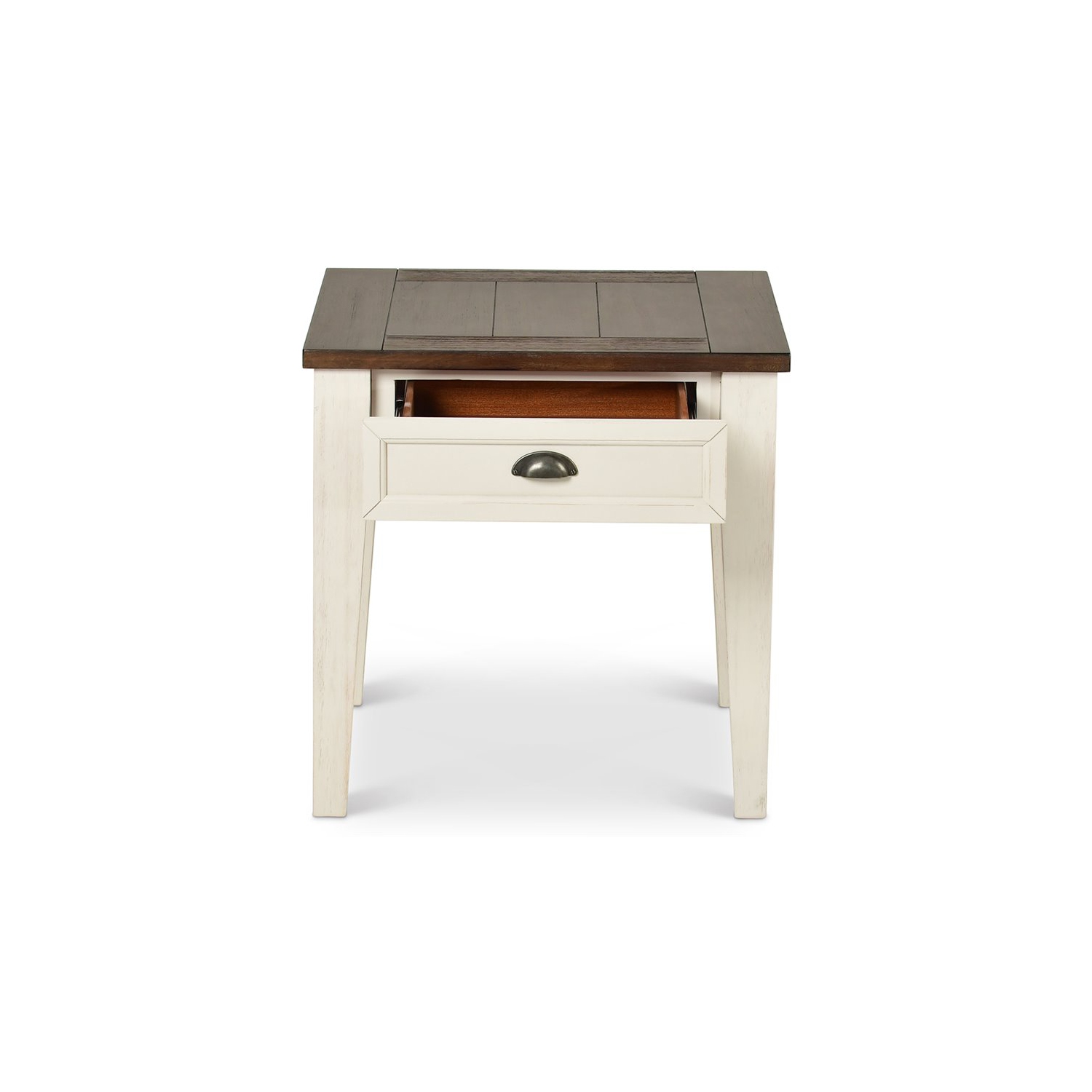 Cayla 1 Drawer End Table in Dark Oak and White