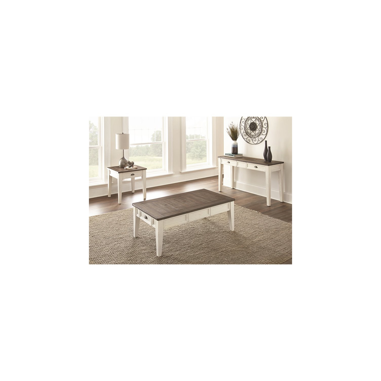 Cayla 1 Drawer End Table in Dark Oak and White