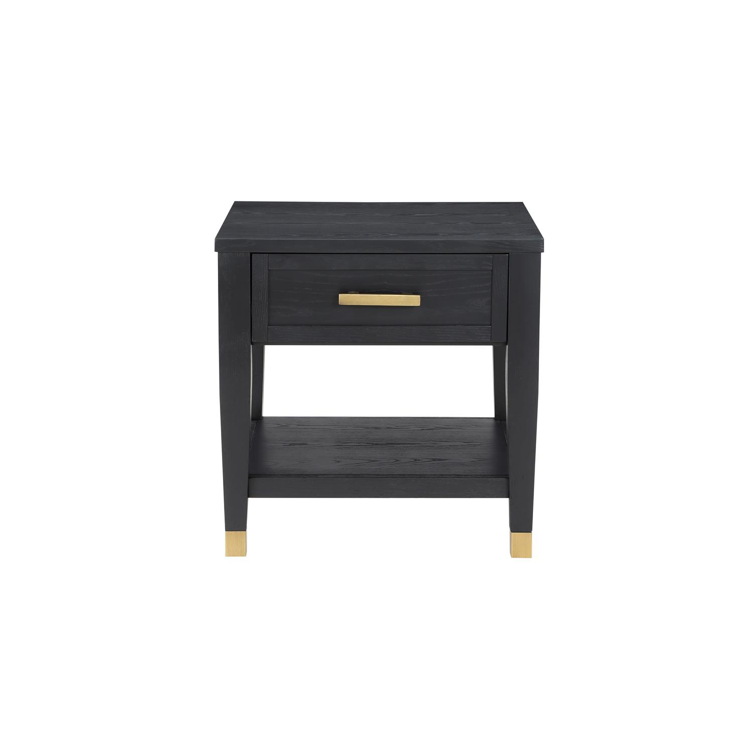 Yves Rubbed Charcoal Wood 1-drawer End Table