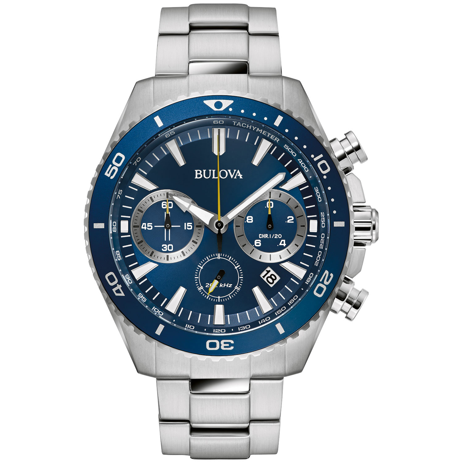 Bulova Classic 46mm Men's Chronograph Sport Watch - Silver-Tone/Blue