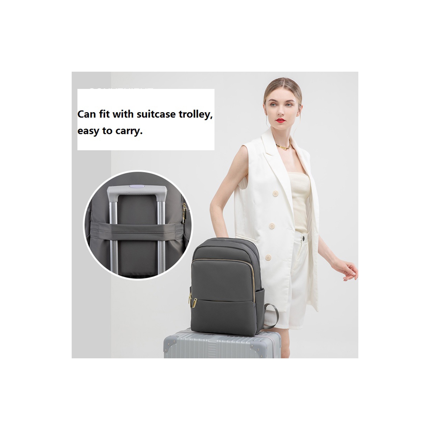 navor Backpack for Girls/Women Waterproof Daypack Casual Laptop Bag Convertible Business/Travel Backpack/Handbag -Gray Goose