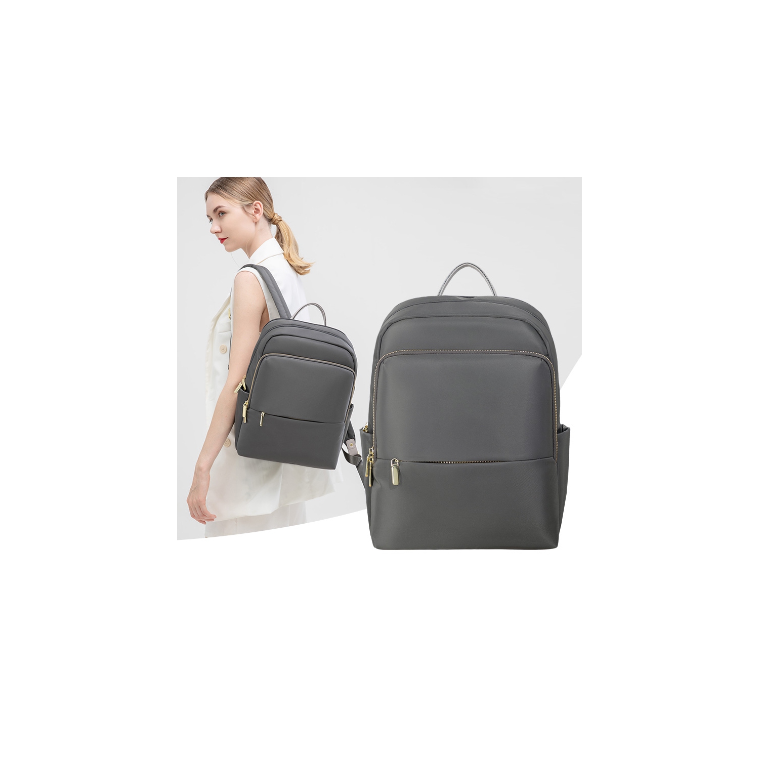 navor Backpack for Girls/Women Waterproof Daypack Casual Laptop Bag Convertible Business/Travel Backpack/Handbag -Gray Goose