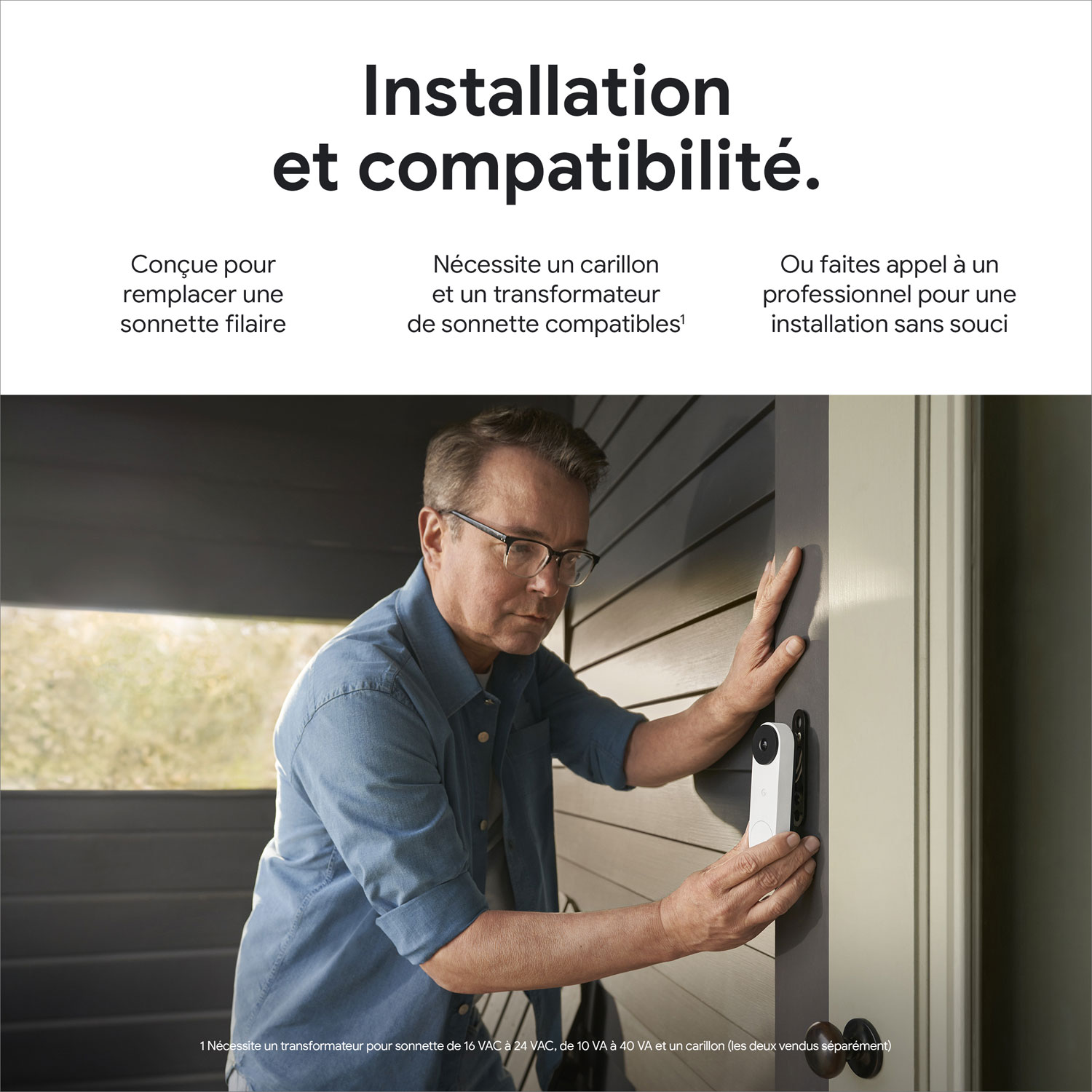 Sonnette vidéo Wi-Fi Google Nest (2e génération) - Cendré