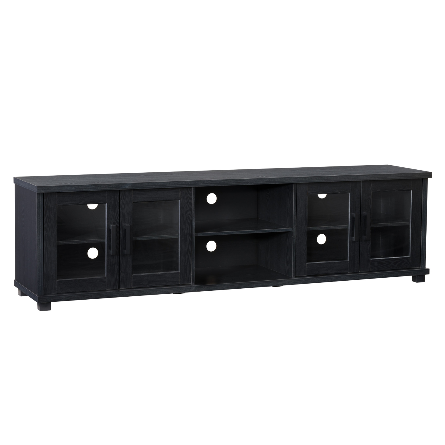 CorLiving Fremont Modern Black TV Stand with Storage Cabinets, TV Table Stand - TVs up to 95"