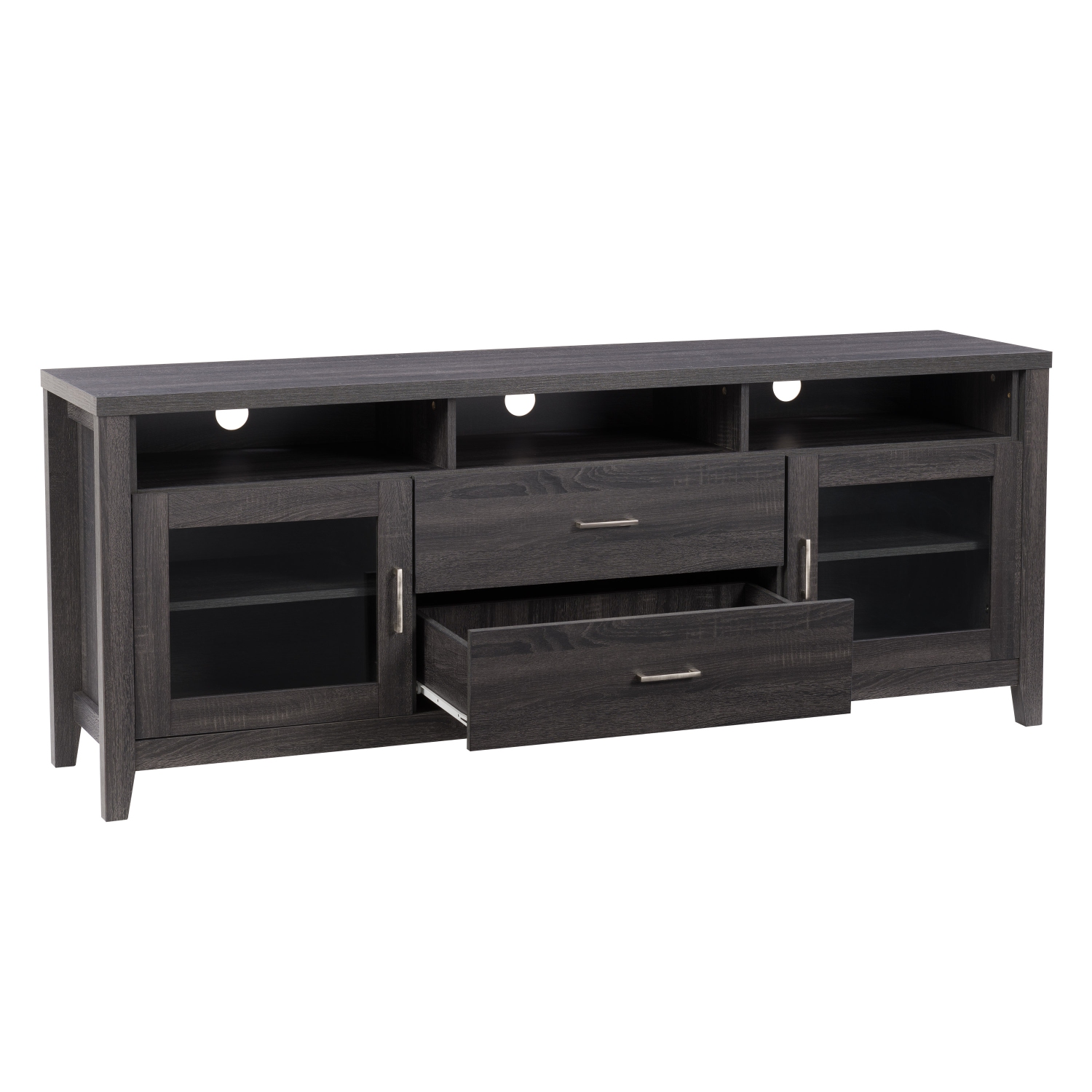 CorLiving Hollywood Dark Grey TV Stand with Drawers, Cabinets and Open Storage, for TVs up to 85''