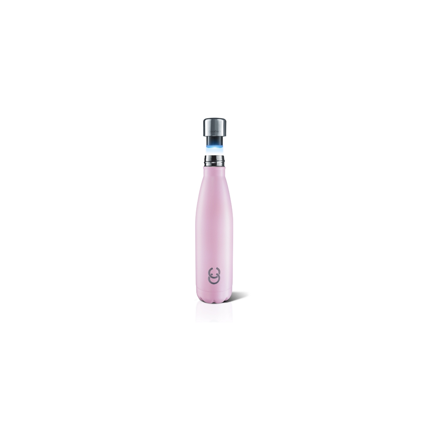 CrazyCap 2.0 Purificateur d'eau UV et bouteille d'eau isotherme autonettoyante en acier inoxydable - Blush 500 ml