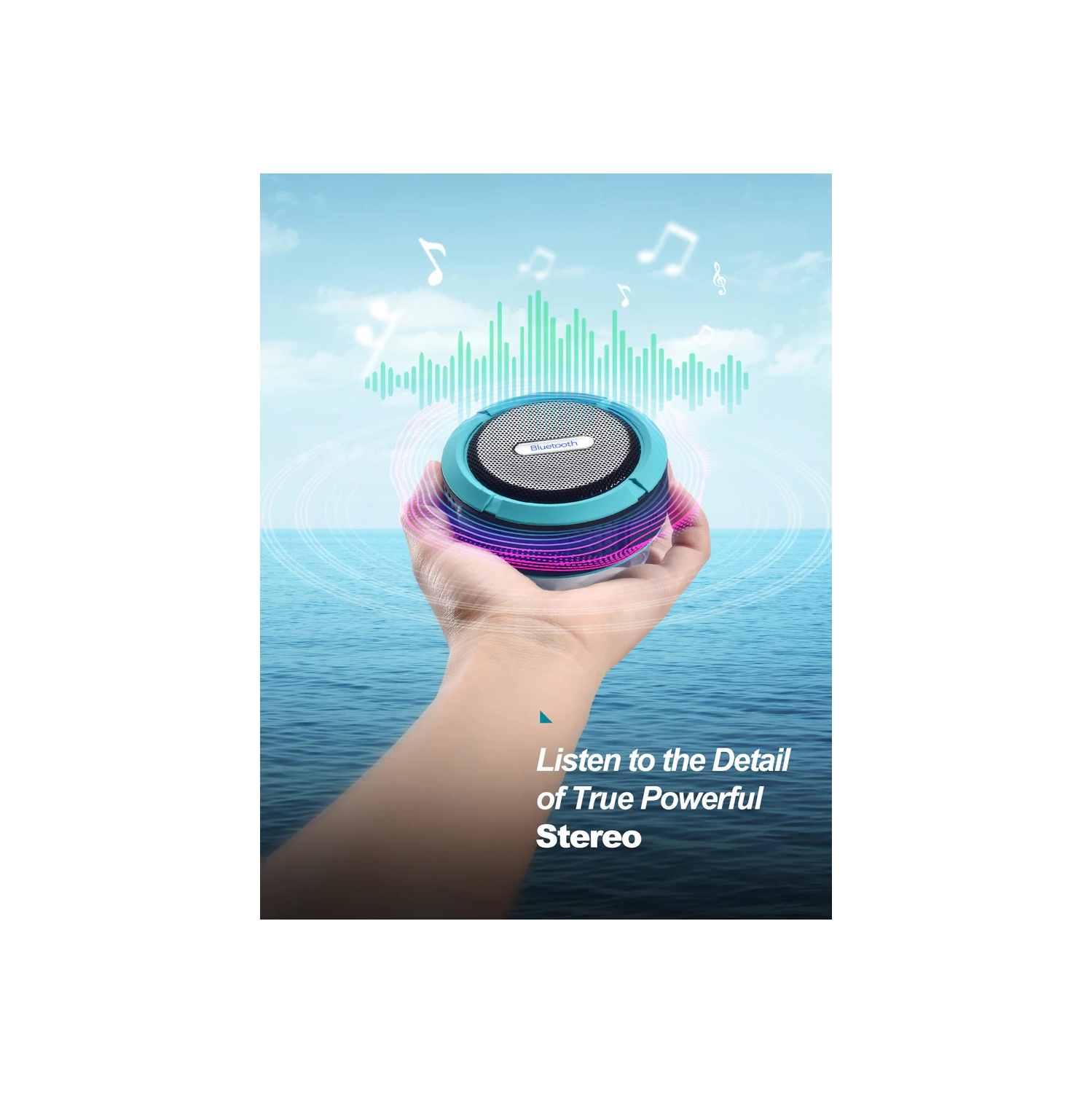 VicTsing Shower Speaker, Wireless Waterproof Speaker with 5W Driver, Suction Cup, Built-in Mic, Hands-Free Speakerphone (Blue)