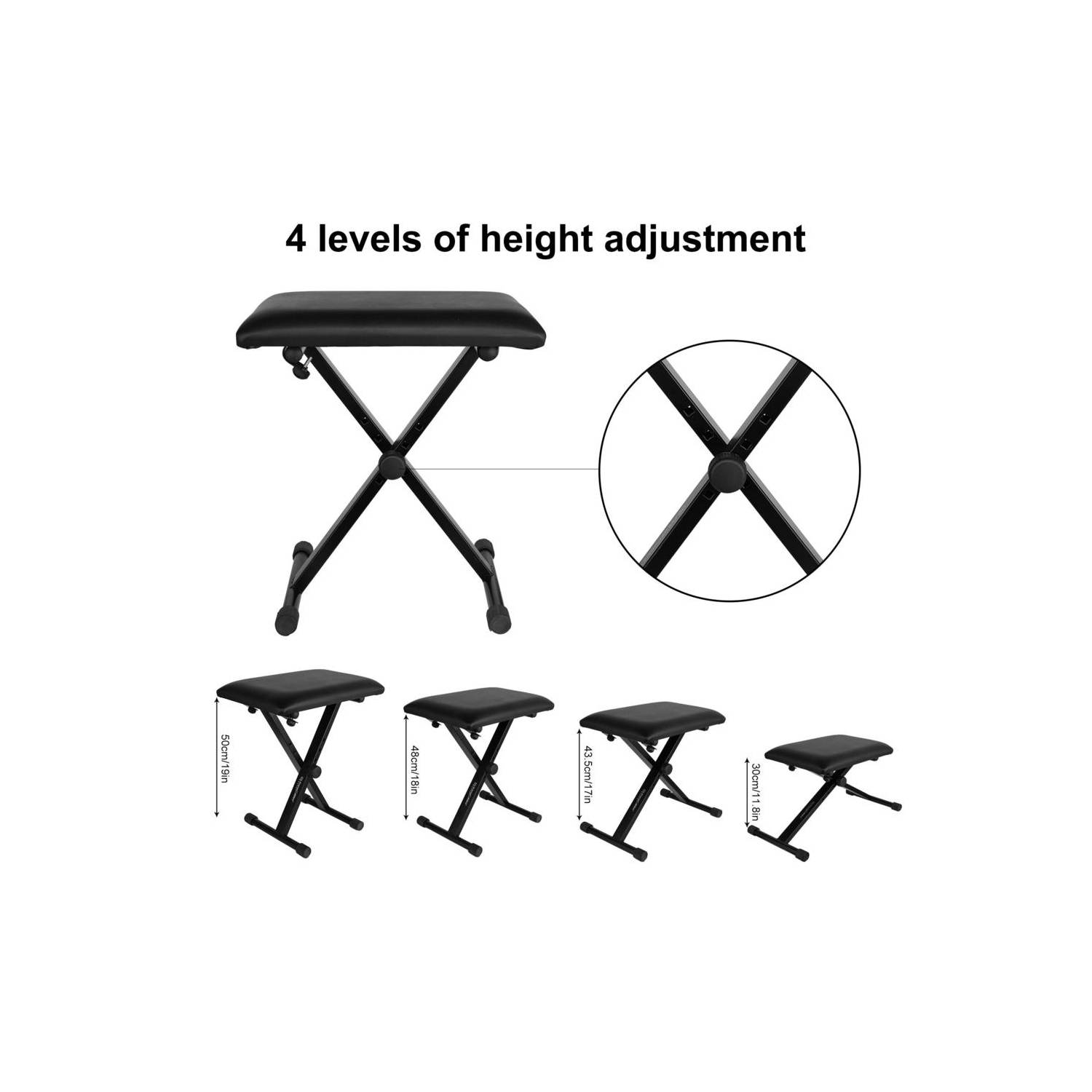 Support pour clavier et banc, support pour clavier Double X Music Supports pour piano électronique + banc rembourré réglable en X pour clavier