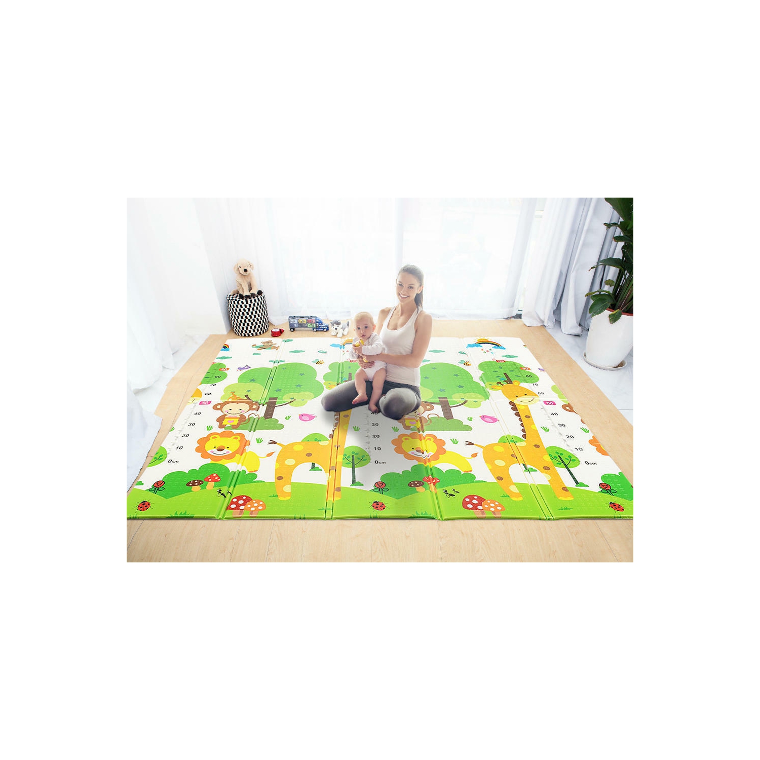 Double Side Printed Foldable Large Baby Play Mat with Storage Bag