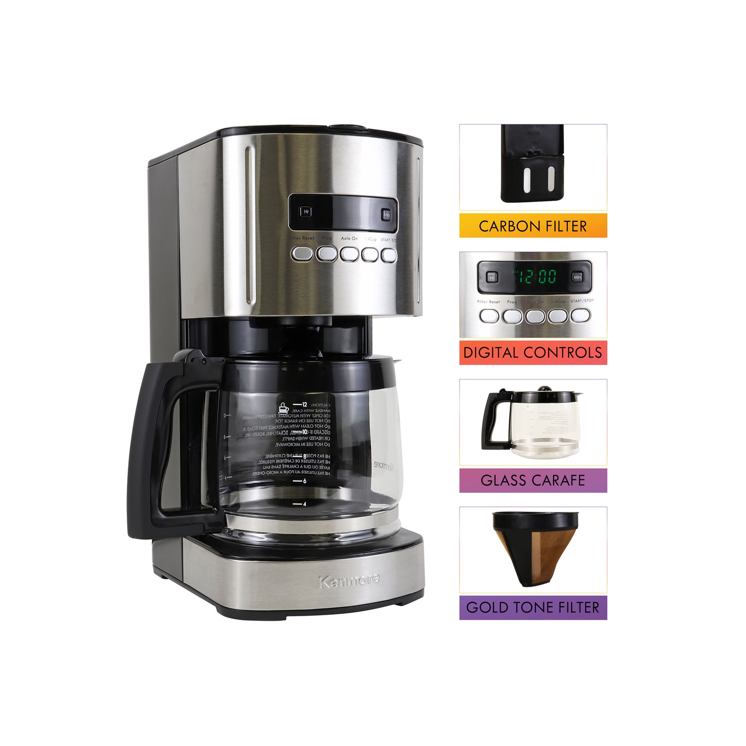 Kenmore Aroma Control Programmable 12-cup Coffee Maker, Black/Stainless