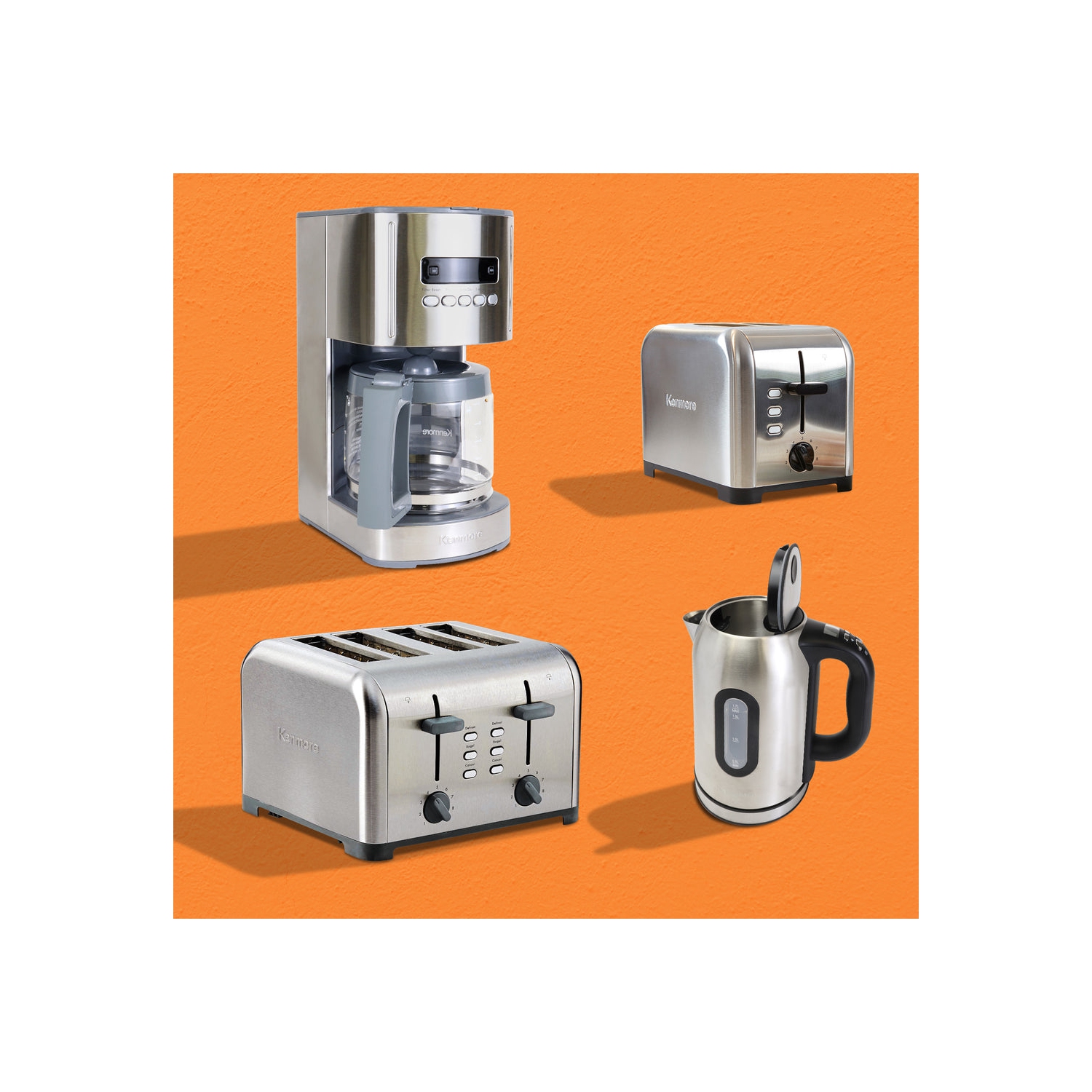 Kenmore Aroma Control 12-Cup Programmable Coffee Maker, Stainless Steel Drip Coffee Machine, Glass Carafe, Reusable Filter, Timer, Digital Display.