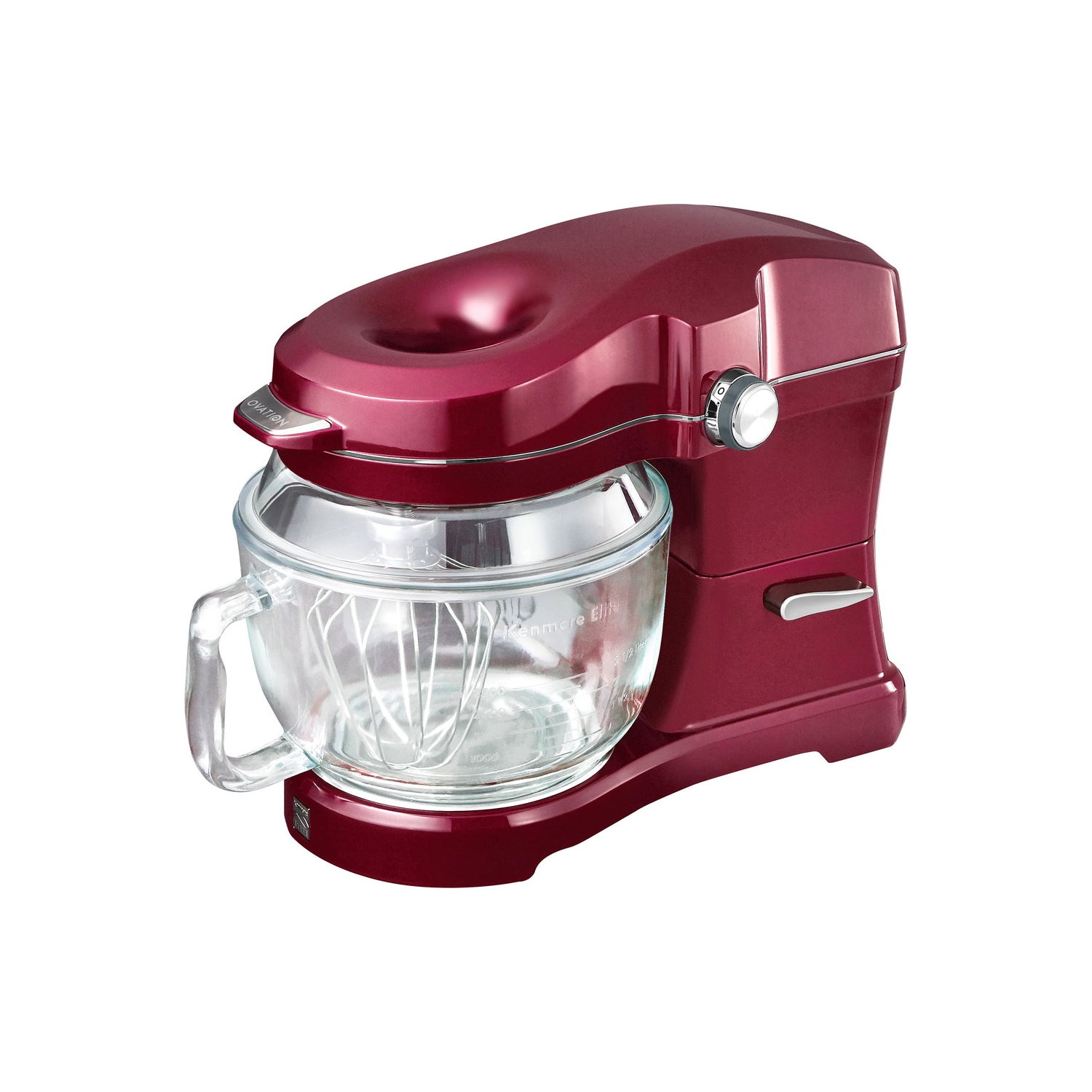 Kenmore Elite Ovation 5 Qt Stand Mixer, 500W Motor, Revolutionary Pour-In Top, Tilt Head, Flat Beater, Whisk, Dough Hook, Glass Bowl with Lid, Red