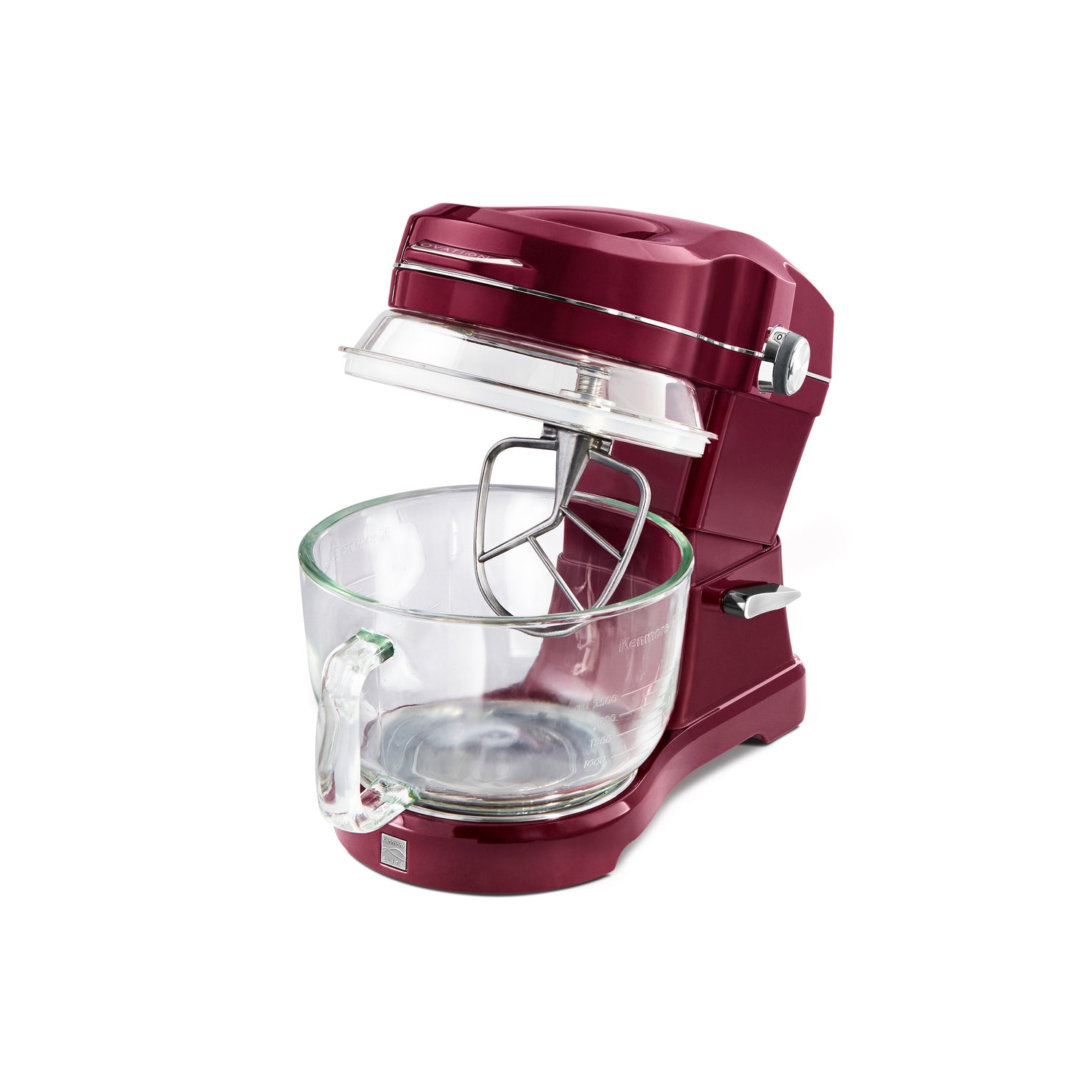 Kenmore Elite Ovation 5 Qt Stand Mixer, 500W Motor, Revolutionary Pour-In Top, Tilt Head, Flat Beater, Whisk, Dough Hook, Glass Bowl with Lid, Red